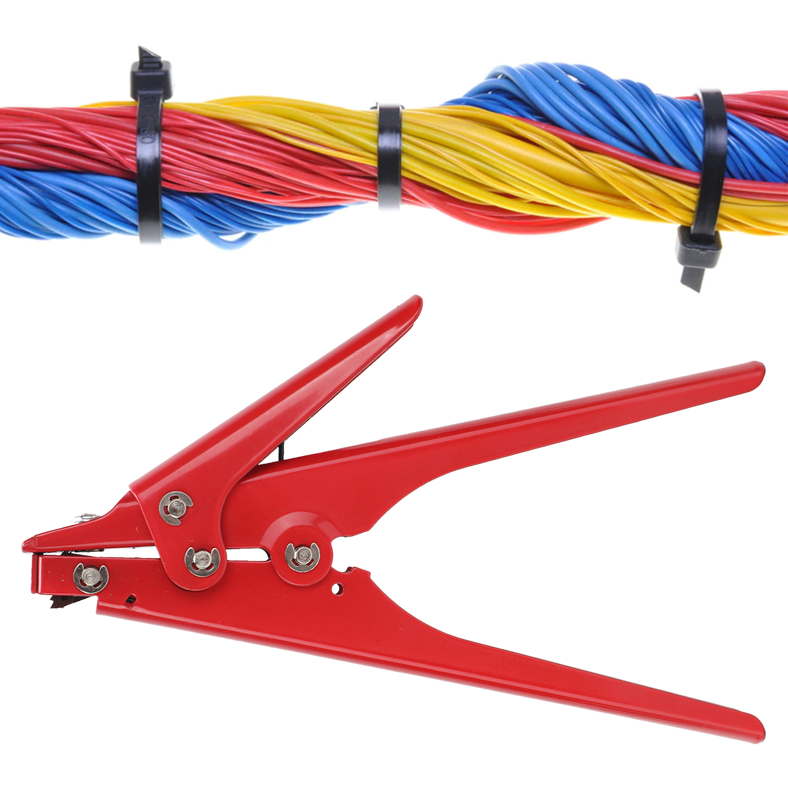 Hs-519 Crimpzange Für Nylon-kabelbinder, Verstellbares Spannwerkzeug Zum Befestigen Und Schneiden Von Nylon-kabelbindern (rot)