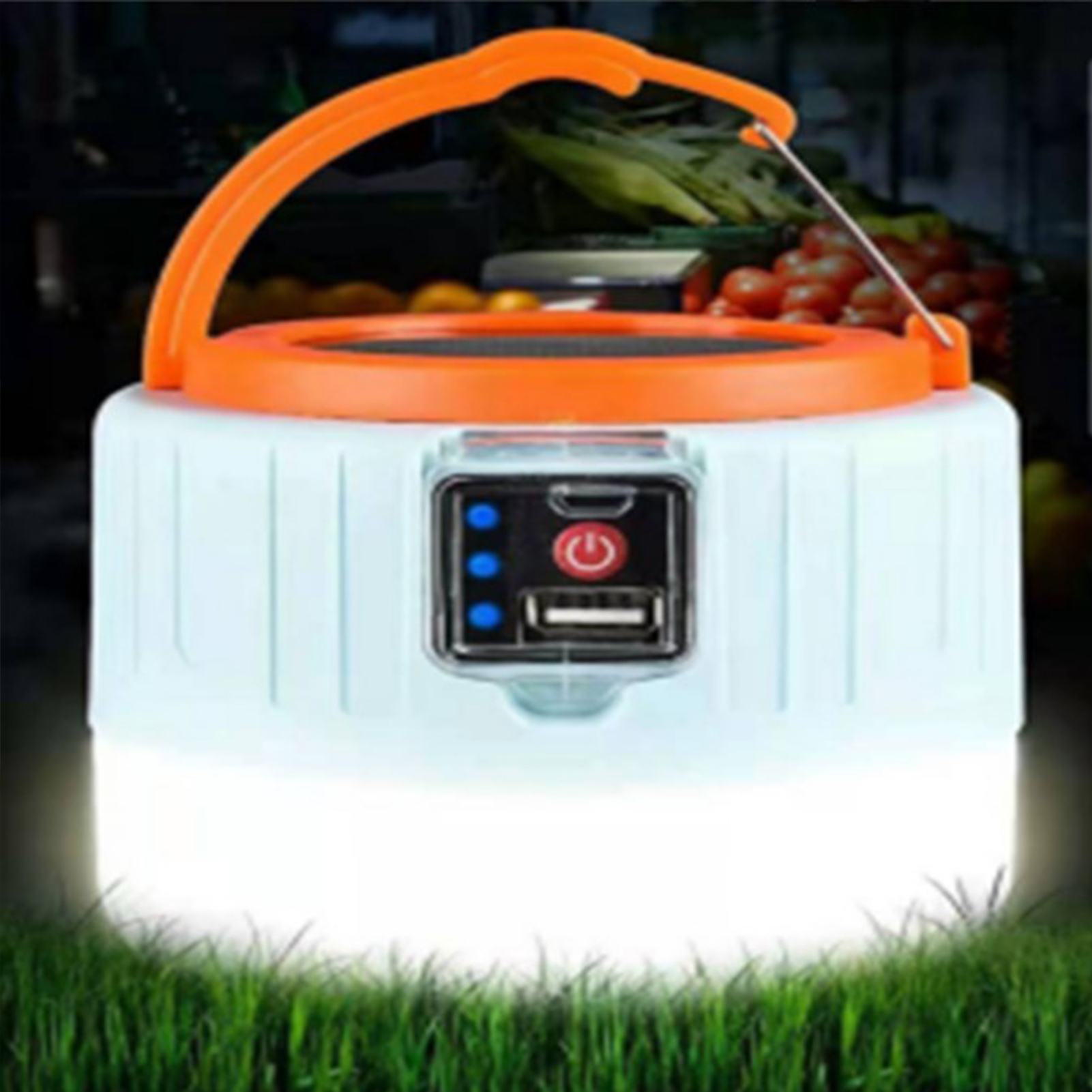 Wiederaufladbare Solar-/usb-fußballlampe Mit 508 Schwarzen/orangenen Leds, Ideal Für Nachtmärkte Und Straßenhändler. Notbeleuchtung Mit Led-lampe.