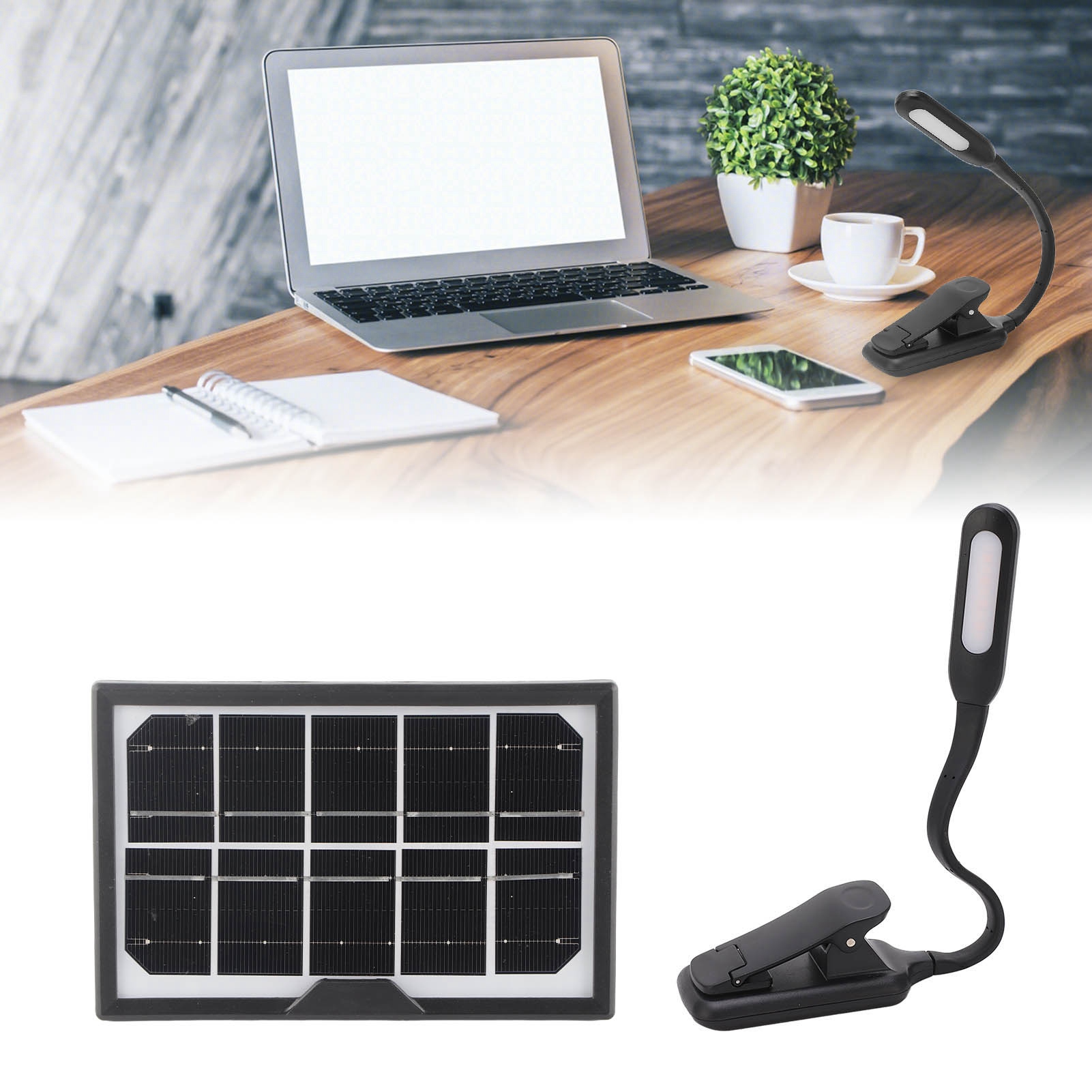 Tragbare, Wiederaufladbare Solar-klemmleuchte, Drei Farben, Einstellbare Helligkeit, 5 V, Geteilter Typ