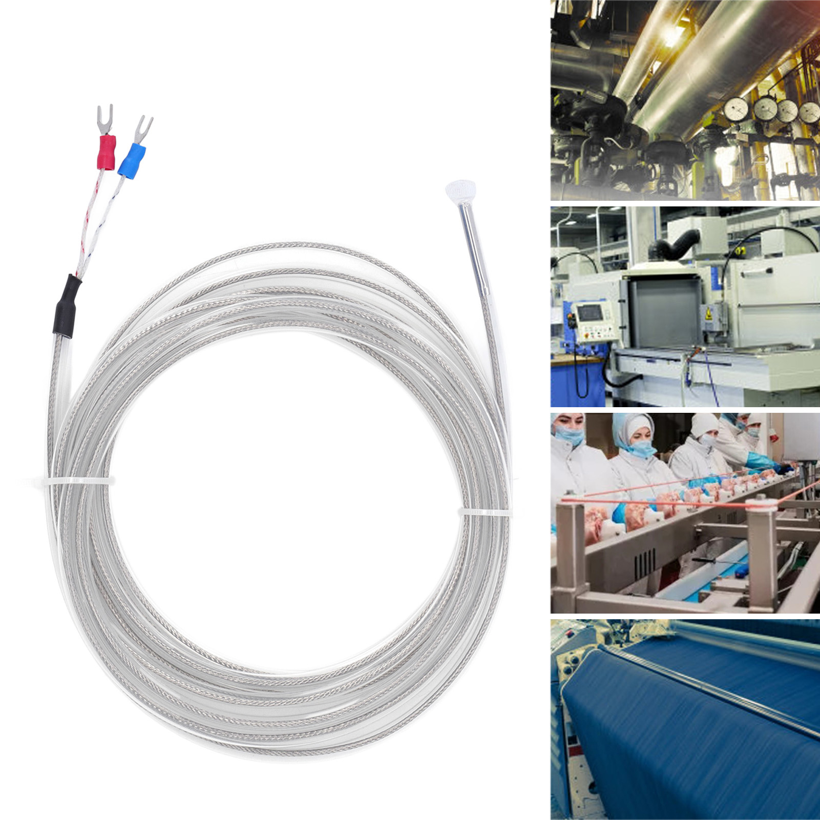 Berm® Temperaturfühler Typ K Aus Wasserdichtem Und Korrosionsbeständigem Teflon, Beständig Gegen Säuren Und Laugen, Für Die Galvanotechnik, 5 Meter