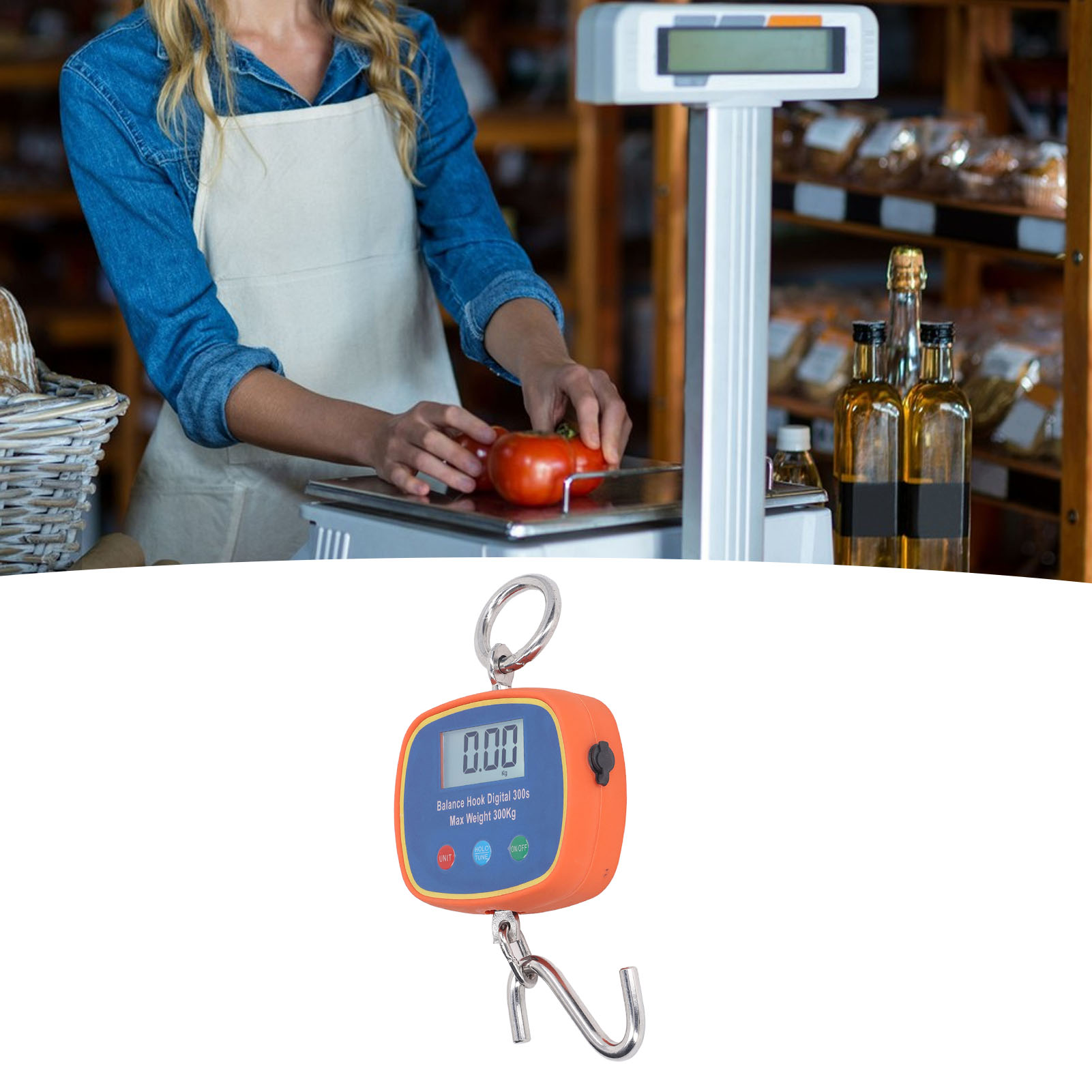 Kranwaage Mit Doppelter Lcd-anzeige, Elektronischer Hakenwaage, Wiederaufladbare Doppelseitige Waage, 300 Kg/600 Lb Industriewaage, Leichte Tragbare Waage, Europäischer Standard 90-240 V.