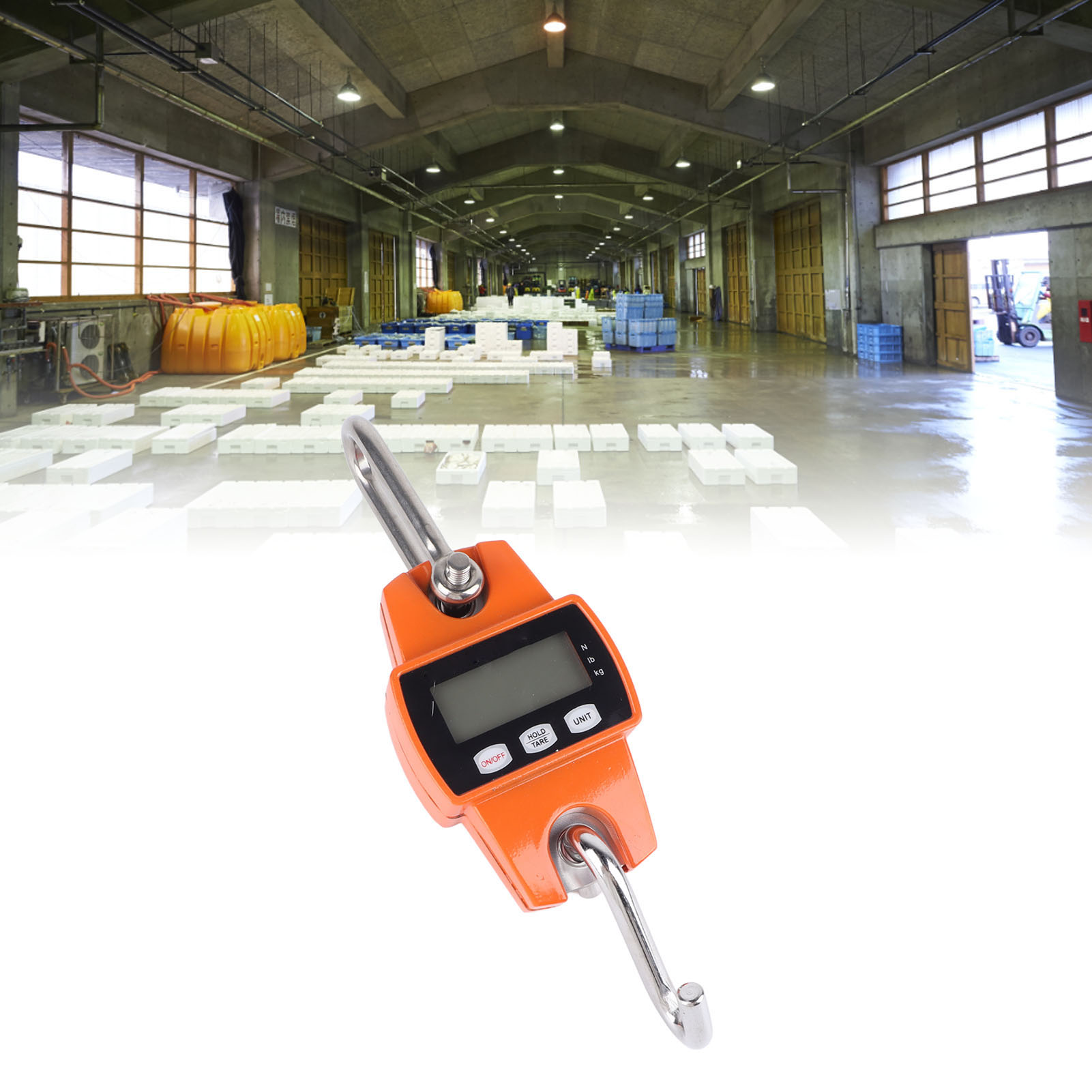 Tragbare Elektronische Kranwaage, Kleine Hakenwaage, Kranwaage, Hängewaage 300 Kg, Manuelle Hakenwaage, Orange 300 Kg