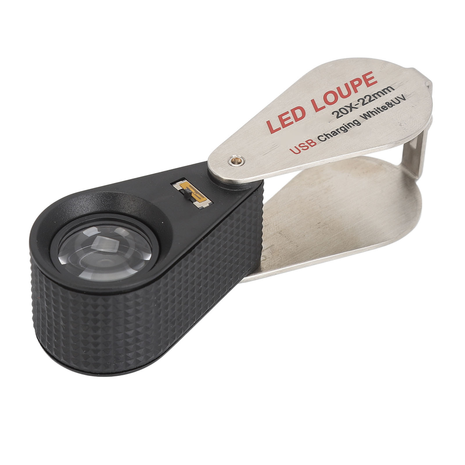 Wiederaufladbare, Faltbare 20-fache Vergrößerungslupe Mit 6 Led-leuchten Und 7 Uv-leuchten