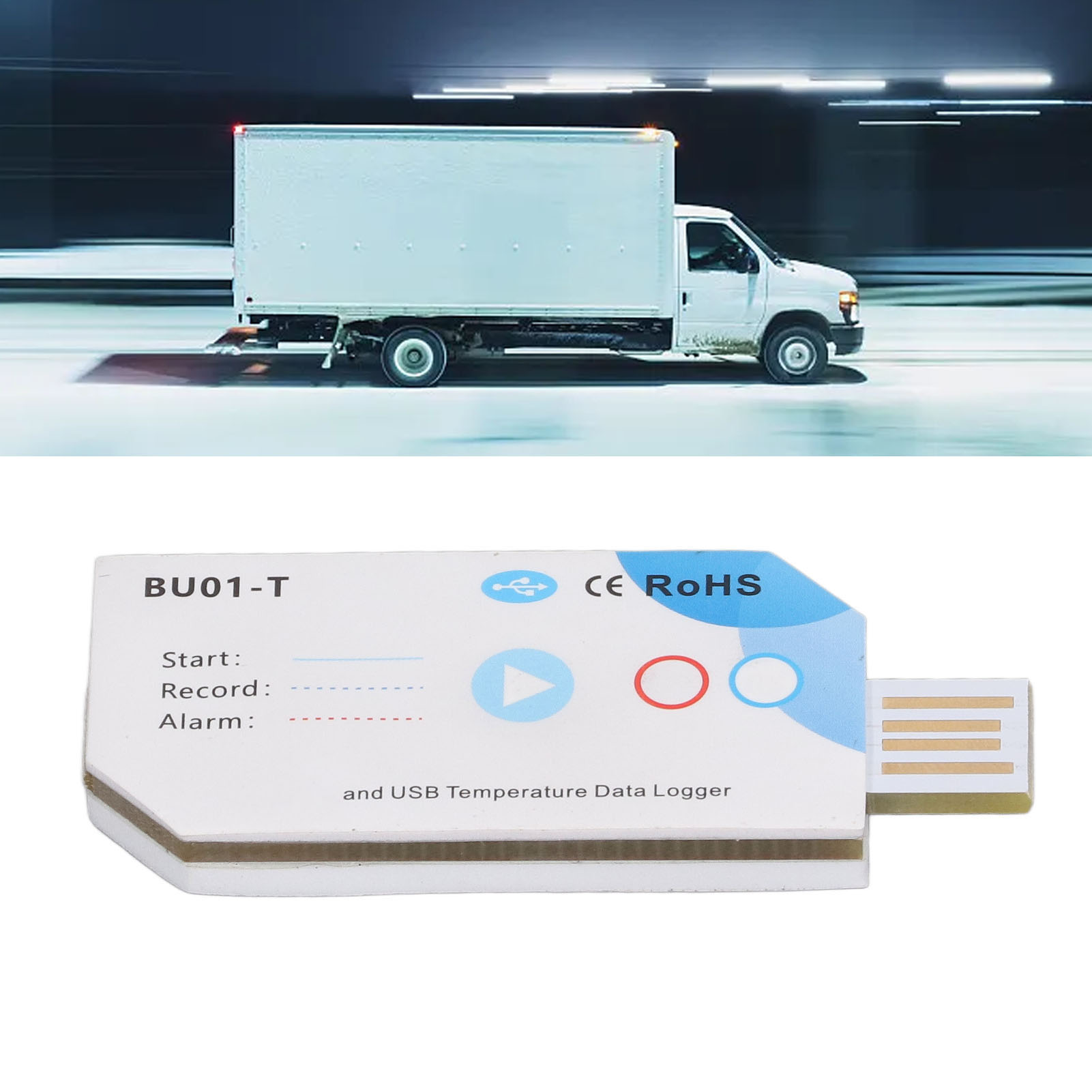 Verbindung Über Eine Bluetooth-anwendung Zu Einem 120-tage-usb-temperatur- Und Feuchtigkeitsdatenlogger Für Den Kühlkettentransport In Medizinischen Lagern.