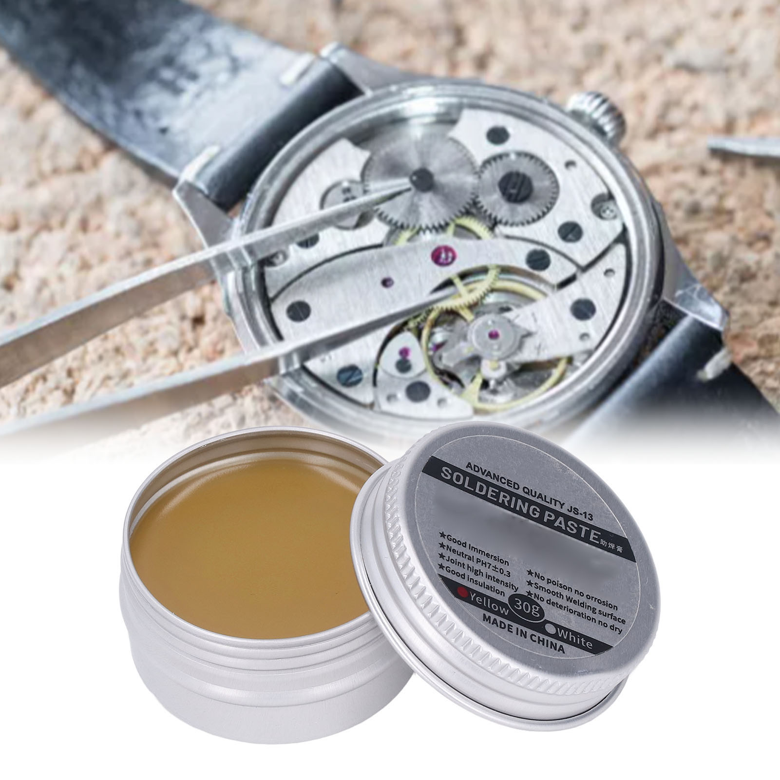 Gelbe Lötpaste, Niedrigtemperaturbeständig, Ohne Reinigung, Auf Kolophoniumbasis, 30 G