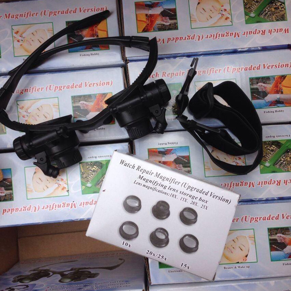 Frontmontierte Brillen Mit Led-beleuchtung Für Die Schmuck- Und Uhrenreparatur, Hohe Vergrößerung 10x, 15x Und 25x.