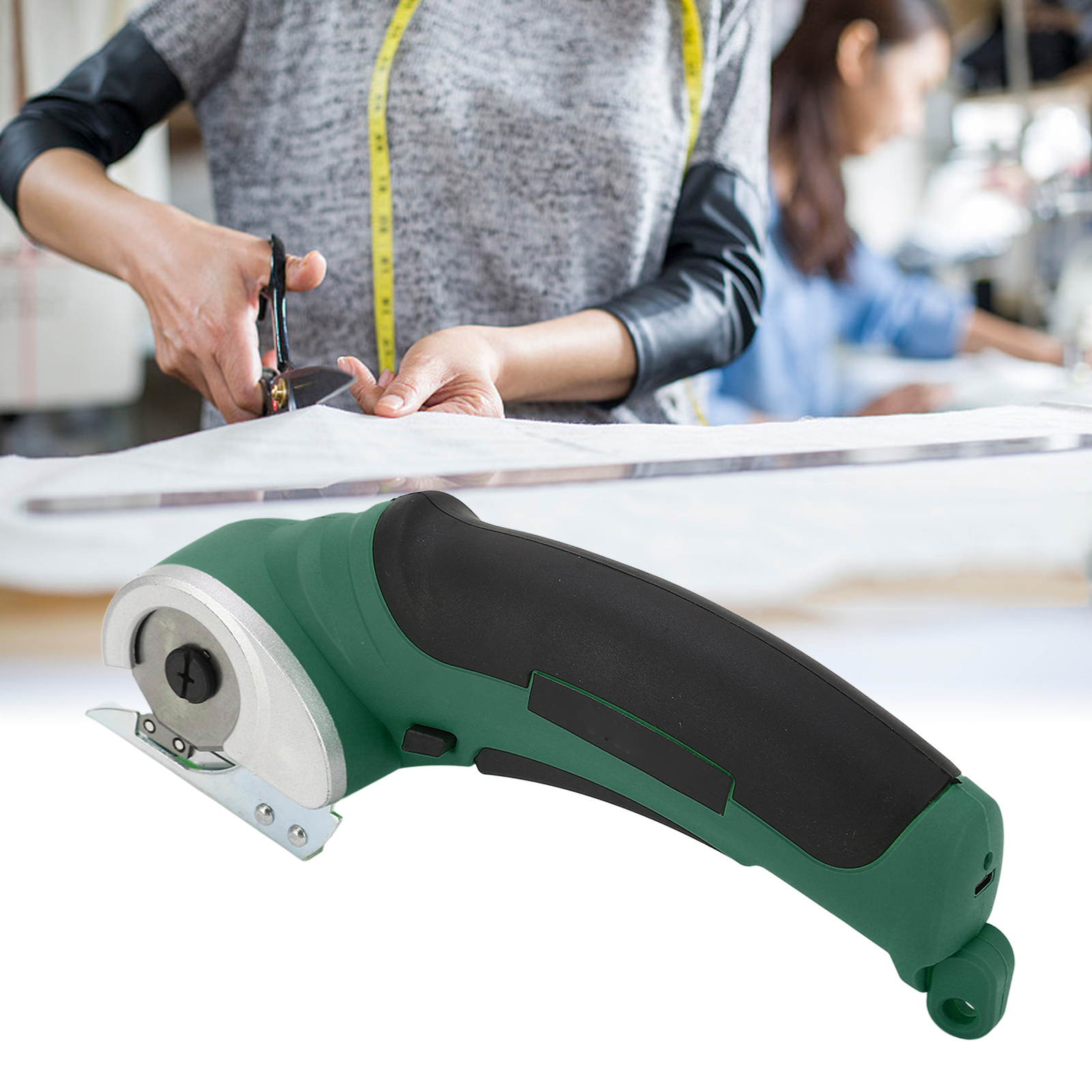 Elektrischer Stoffschneider, Tragbarer Stoffschneider Für Kleidung Und Leder, Kleiner Elektrischer Teppichschneider Mit Lithium-ionen-akku, Grün.