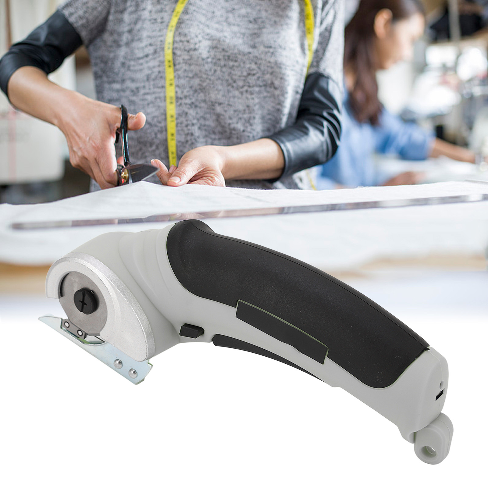 Elektrischer Stoffschneider, Tragbarer Stoffschneider Für Kleidung Und Leder, Kleine Teppichschere Mit Lithium-ionen-akku, Grau