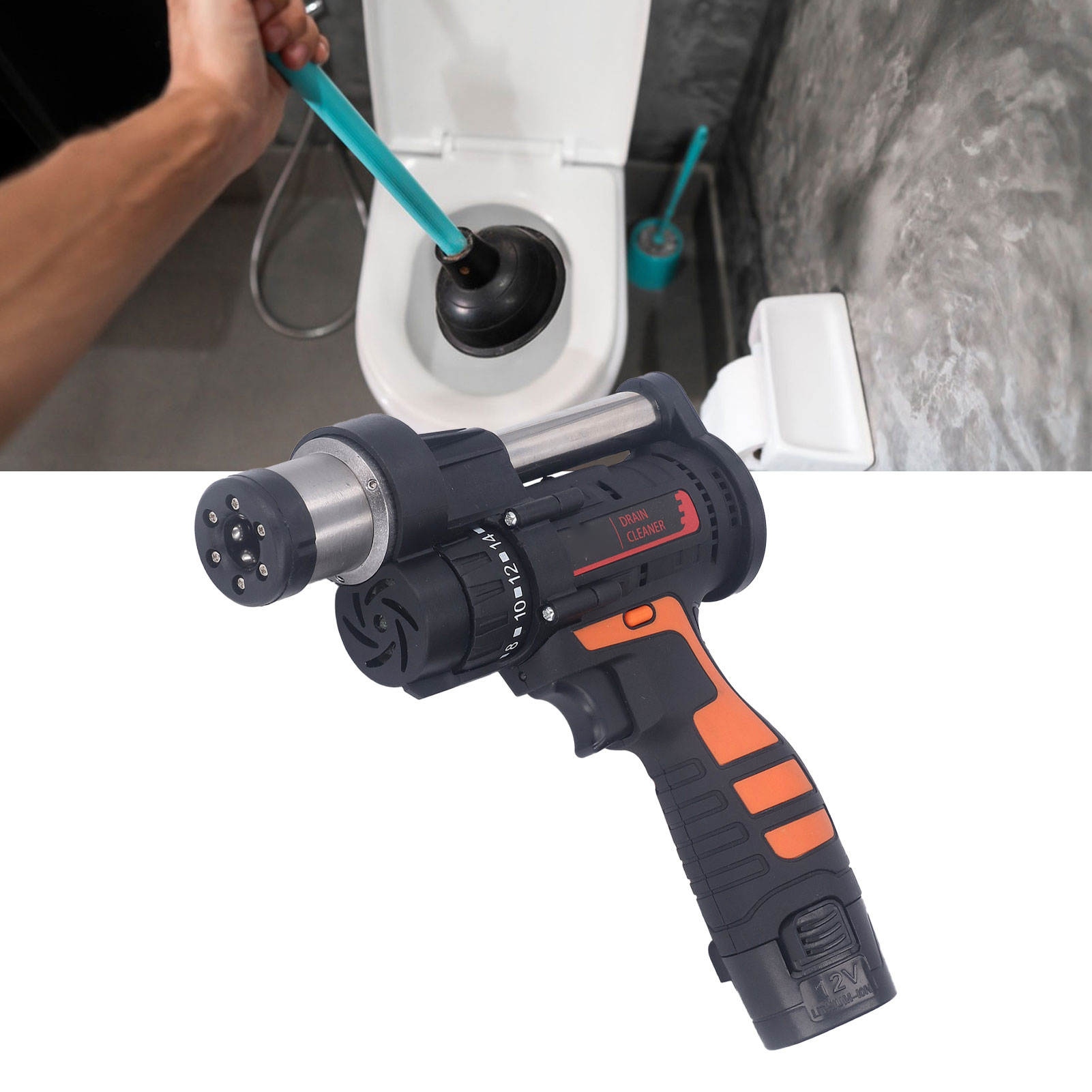 Elektrische Abflussreinigungsmaschine, Kanalreiniger, Toilettenabflussreiniger, Bodenablaufreiniger, 7,5 Meter Langes Werkzeug
