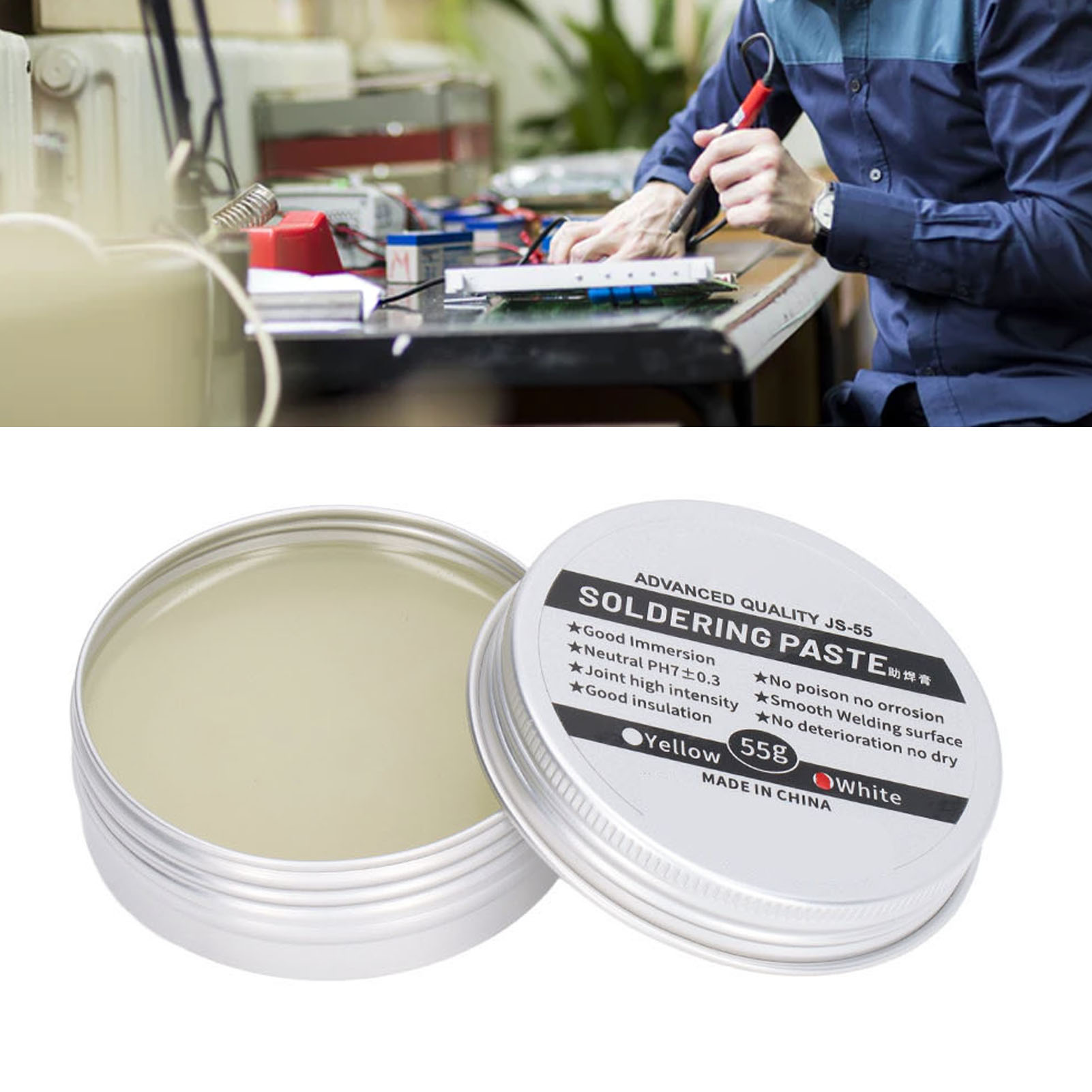 Hochwertige, Weiße, Niedrigschmelzende, Rückstandsfreie Lötpaste Auf Kolophoniumbasis, 55 G