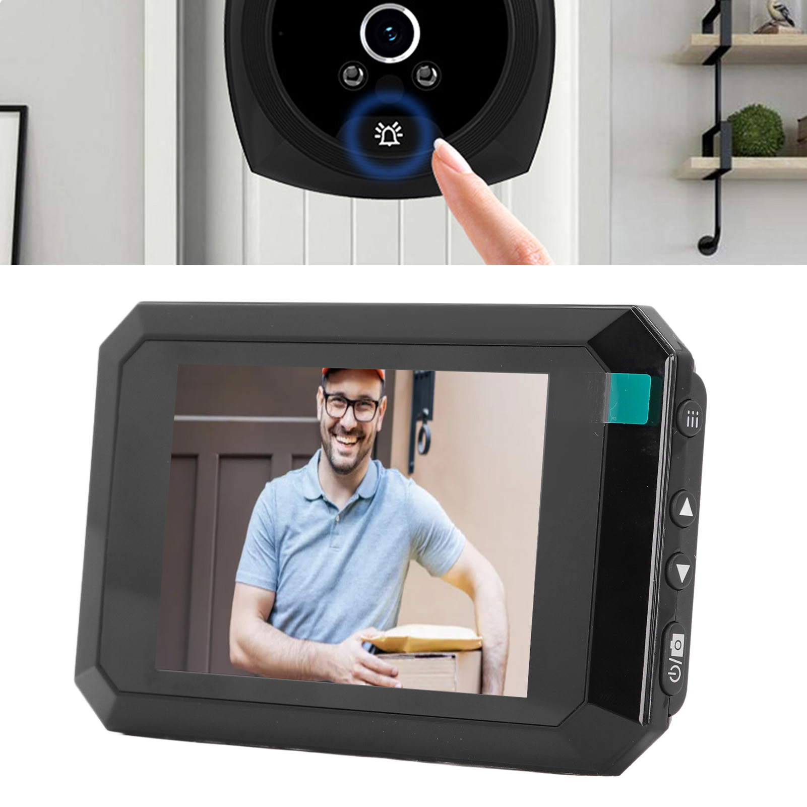 Intelligente 3,97-zoll-videotürklingel Mit Türspion, Türspionkamera, Automatischer Bildaufnahme Bei Eintritt Einer Person, 135° Ultraweitwinkel-betrachtungswinkel, Automatischer Sensoranalyse, 200w Ho
