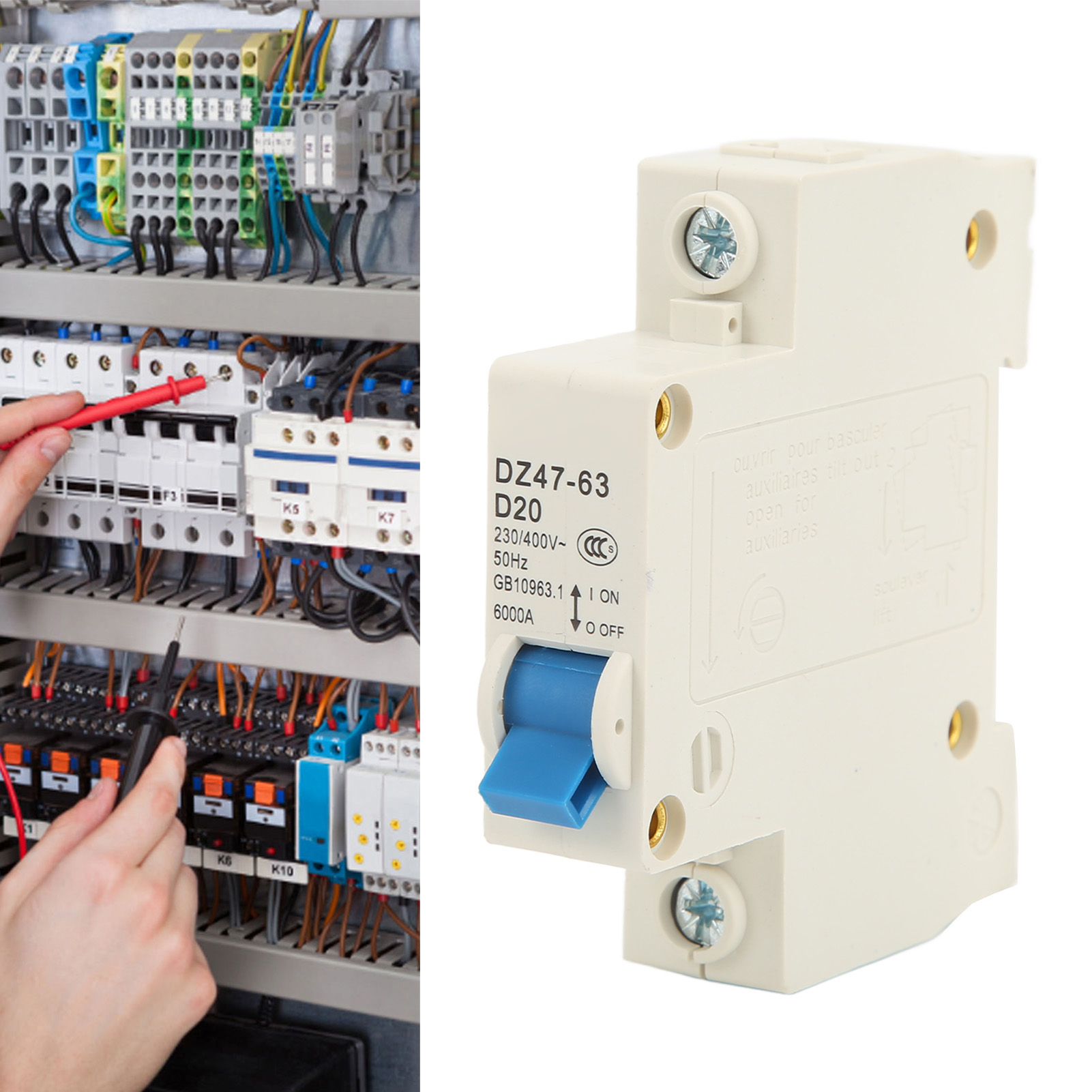 Leitungsschutzschalter Dz47-63 D20 1p 230 V/400 V 20 A, Din-schienenmontage, 6000 A Schaltleistung