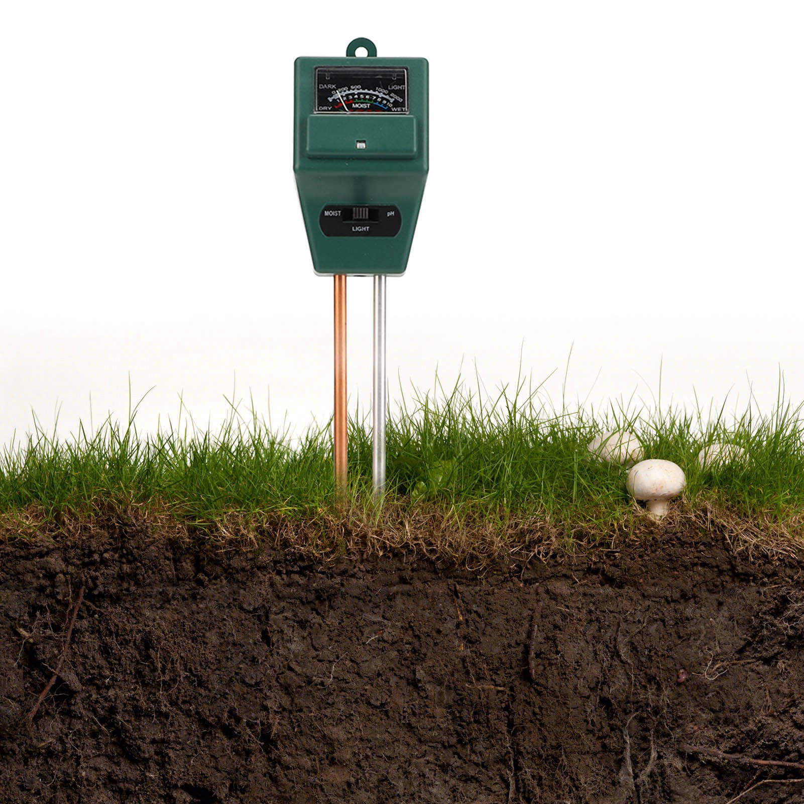 Quadratisches, Dreifach Multifunktionales Bodenanalysegerät: Feuchtigkeitsmesser Für Pflanzen Und Gartenbau, Ph-meter Und Säure-/alkalinitätsmessgerät Für Den Boden.