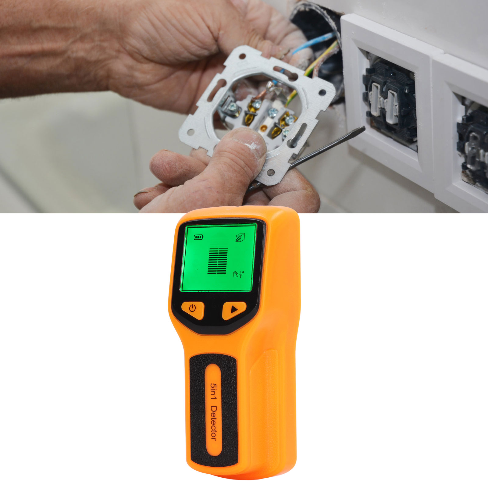 Tragbarer Wanddetektor Hw430 Für Metalle, Holz, Drähte Und Kabel. 5-in-1-balkensucher Mit Hochauflösendem Lcd-bildschirm, Orange.