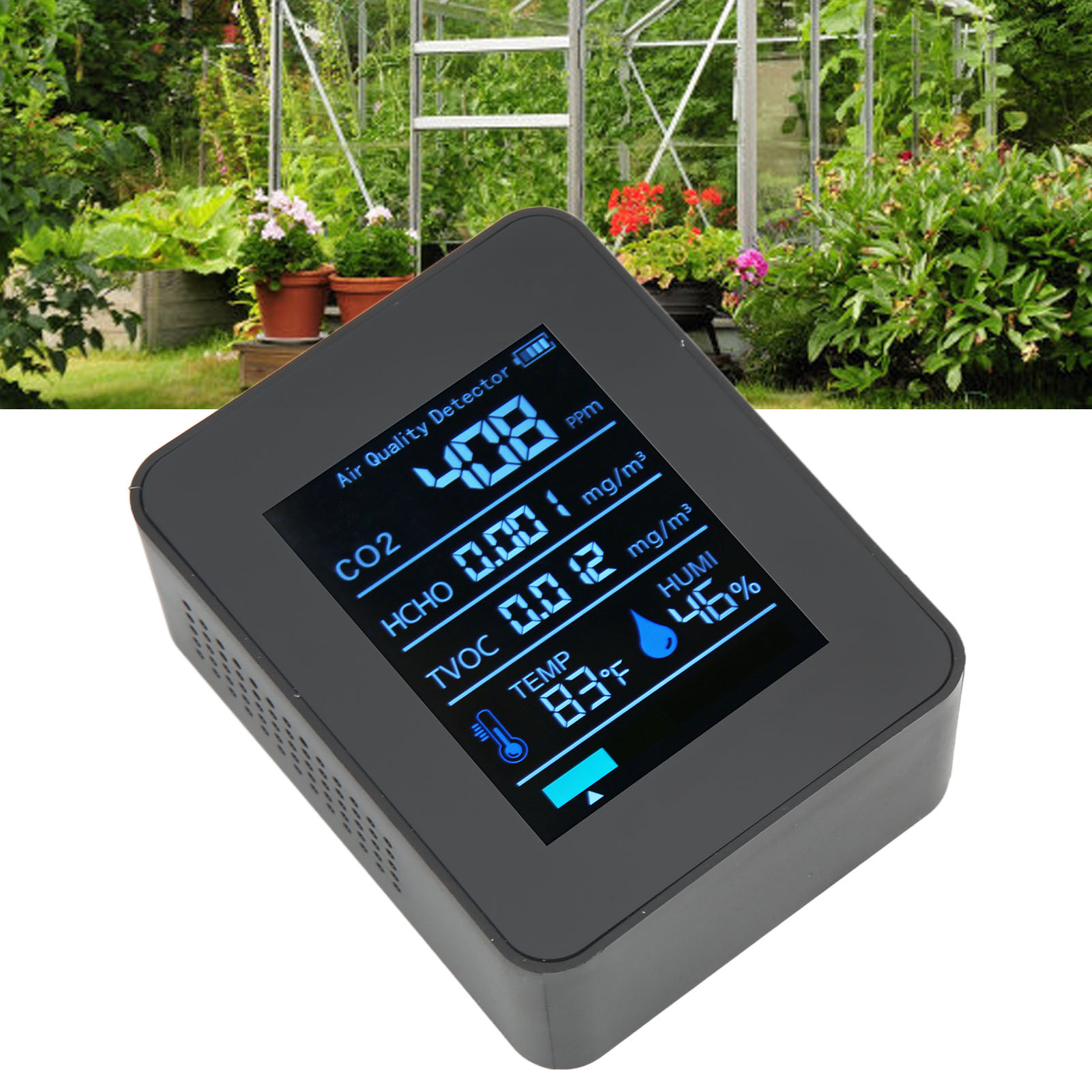 2co3tb Infrarotsensor, 5-in-1 Multifunktions-kohlendioxiddetektor Zur Messung Von Luftqualität, Formaldehydkonzentration, Temperatur Und Luftfeuchtigkeit (schwarz)
