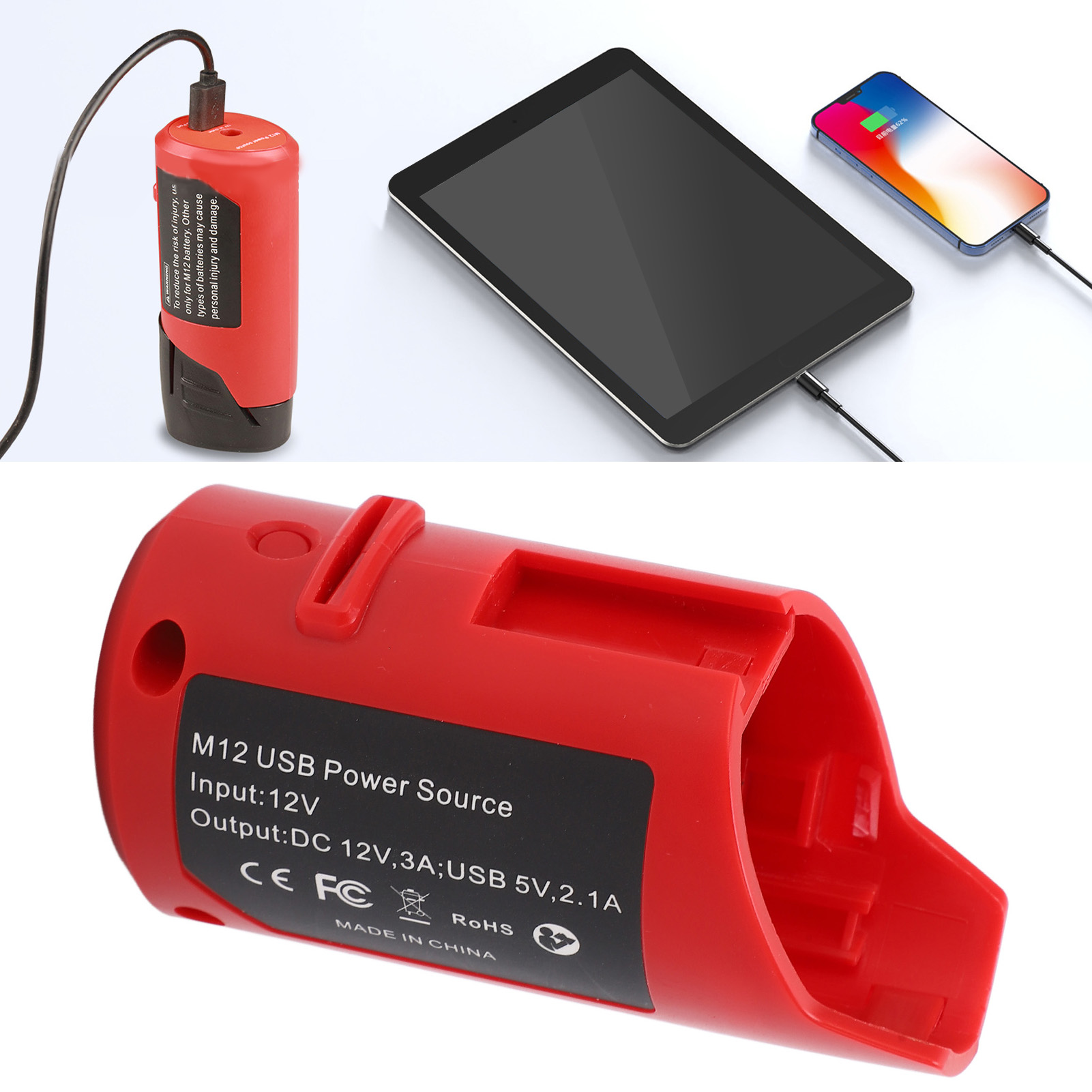 Miwochi M12 Usb 5v 2,1a/dc 12v 3a Batteriewandler
