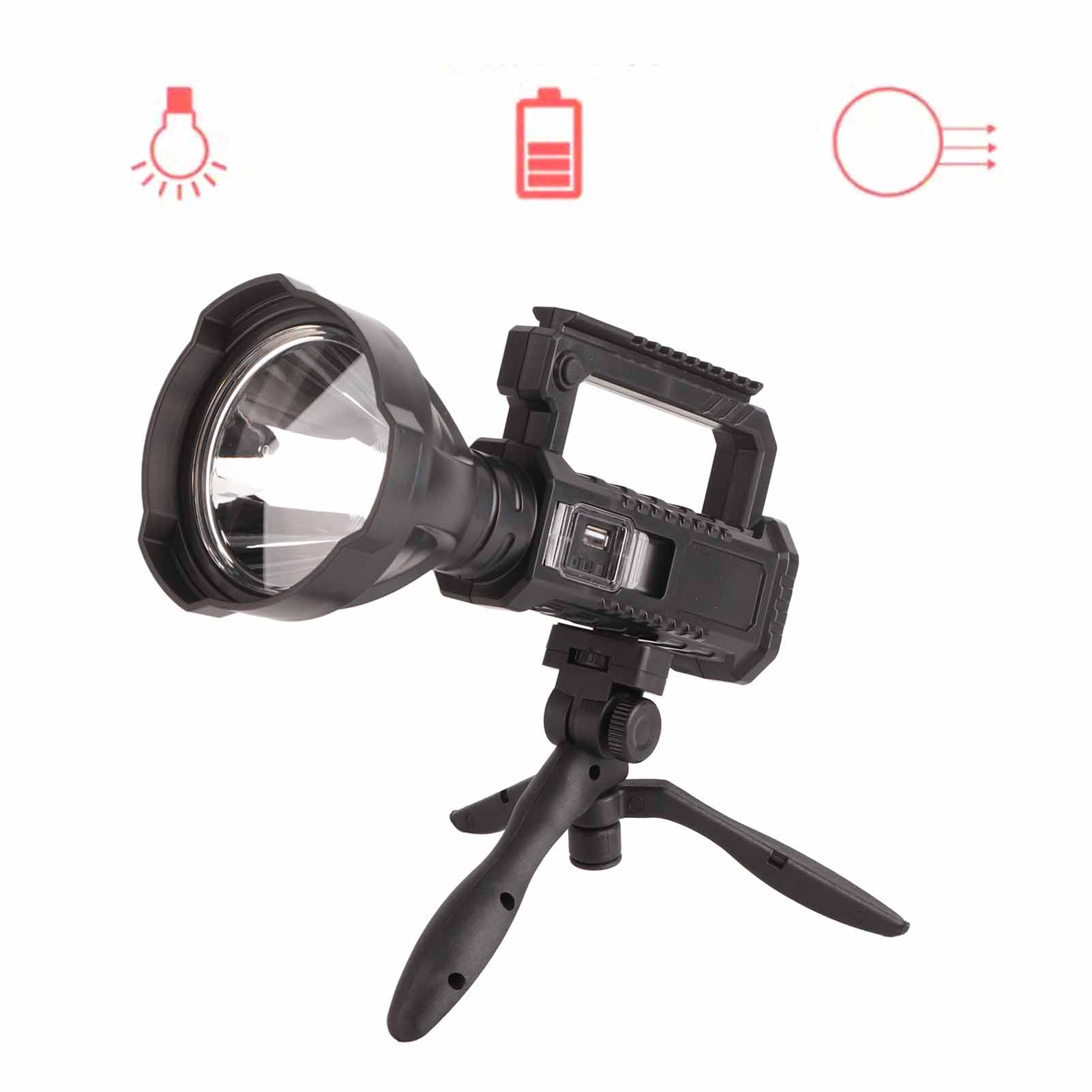 Die Kompakte, Tragbare Taschenlampe W5119 Zeichnet Sich Durch Hohe Leistung, Große Reichweite, Batterieanzeige Und Eingebautes Usb-ladegerät Aus Und Ist Ideal Für Patrouillen.