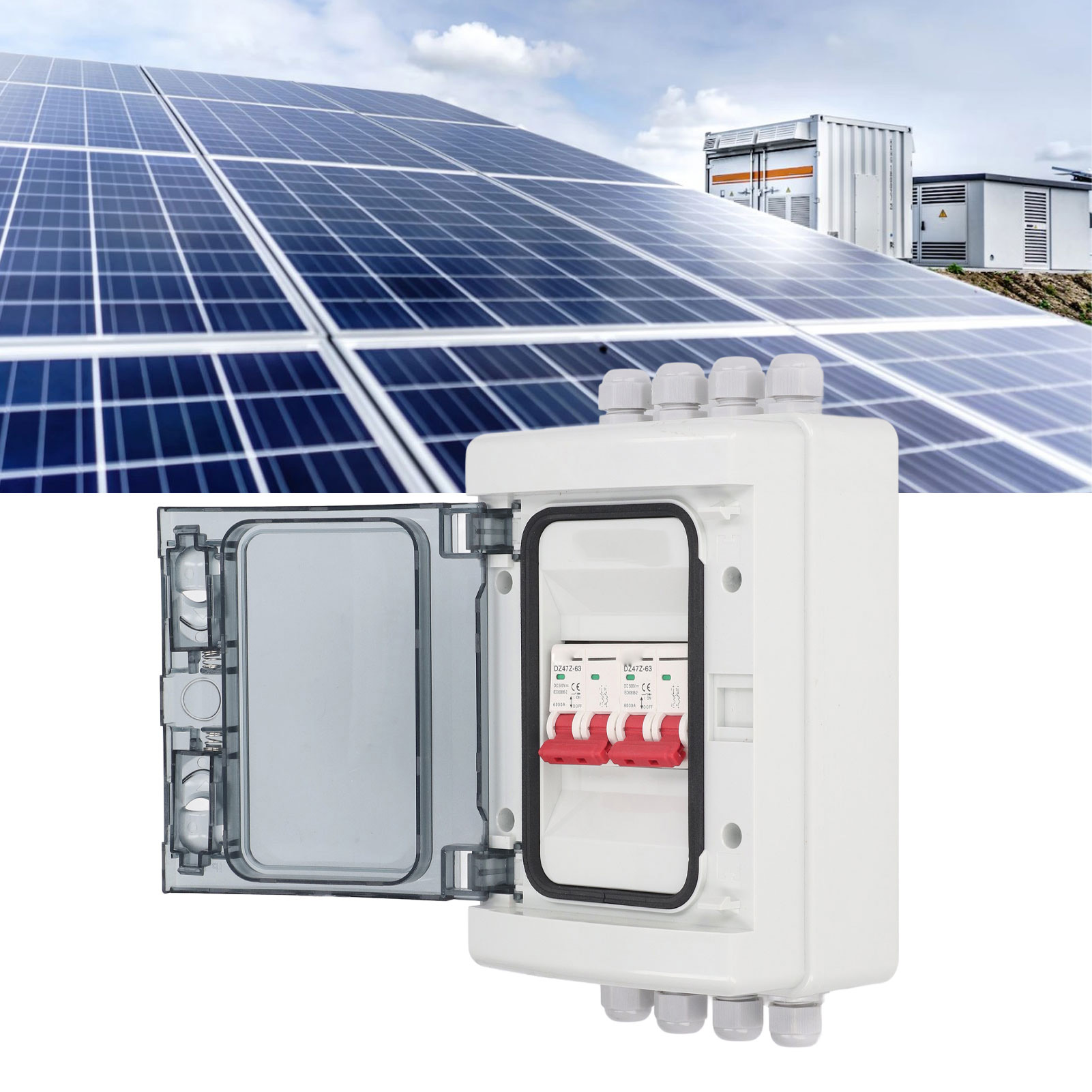 Dc500v Solar-trennschalter, 2 Eingänge, 2 Ausgänge, Miniatur-dc-leistungsschalter, Uv-schutz, Ip65 Wasserdicht, 63 A