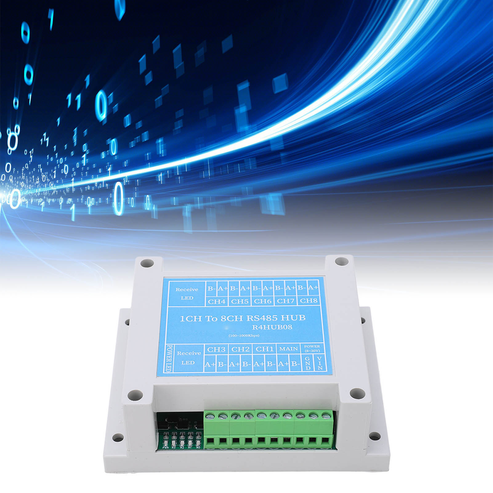 8-port-rs485-seriellsignalverstärker/repeater (100–1000 Kbit/s), 8–30-v-netzteil