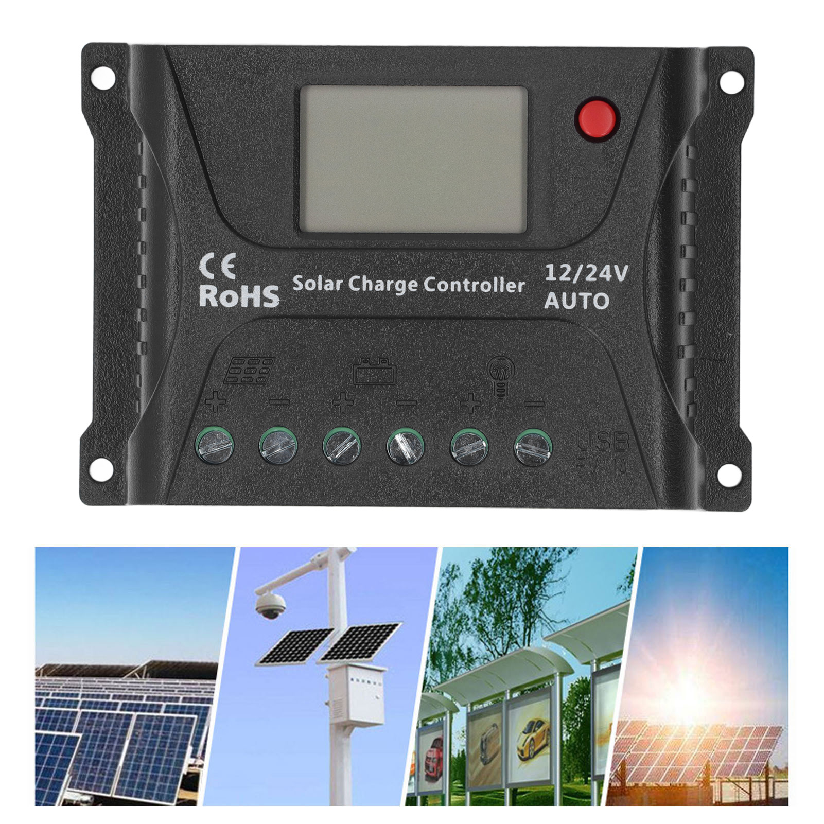 Hp Serie 10a 12v/24v Pwm Solar-lade-/entladeregler Mit Led-anzeige Und Usb-anschluss