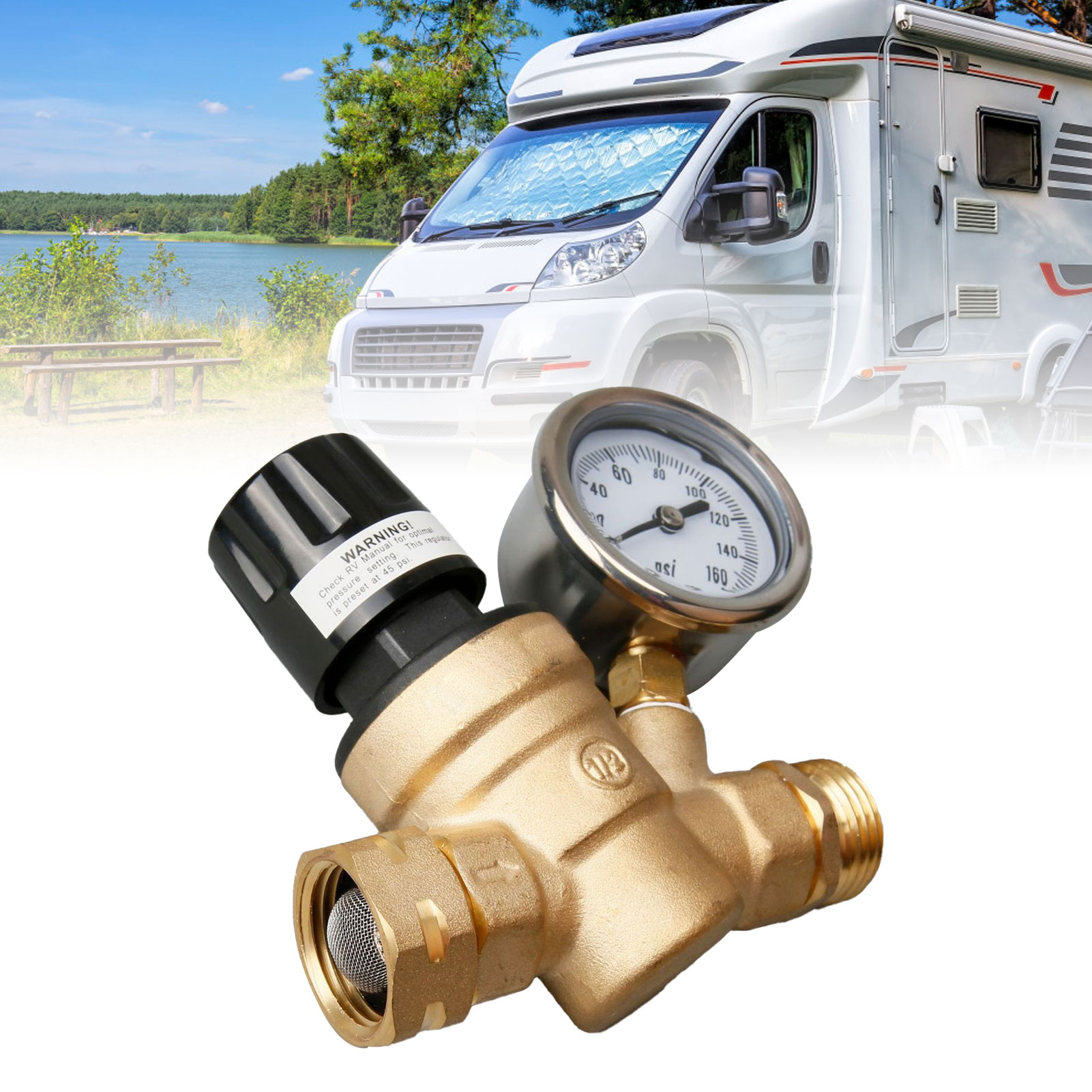 Bleifreies Nh-messing-druckregel- Und -reduzierventil Mit Einstellbarem Manometer