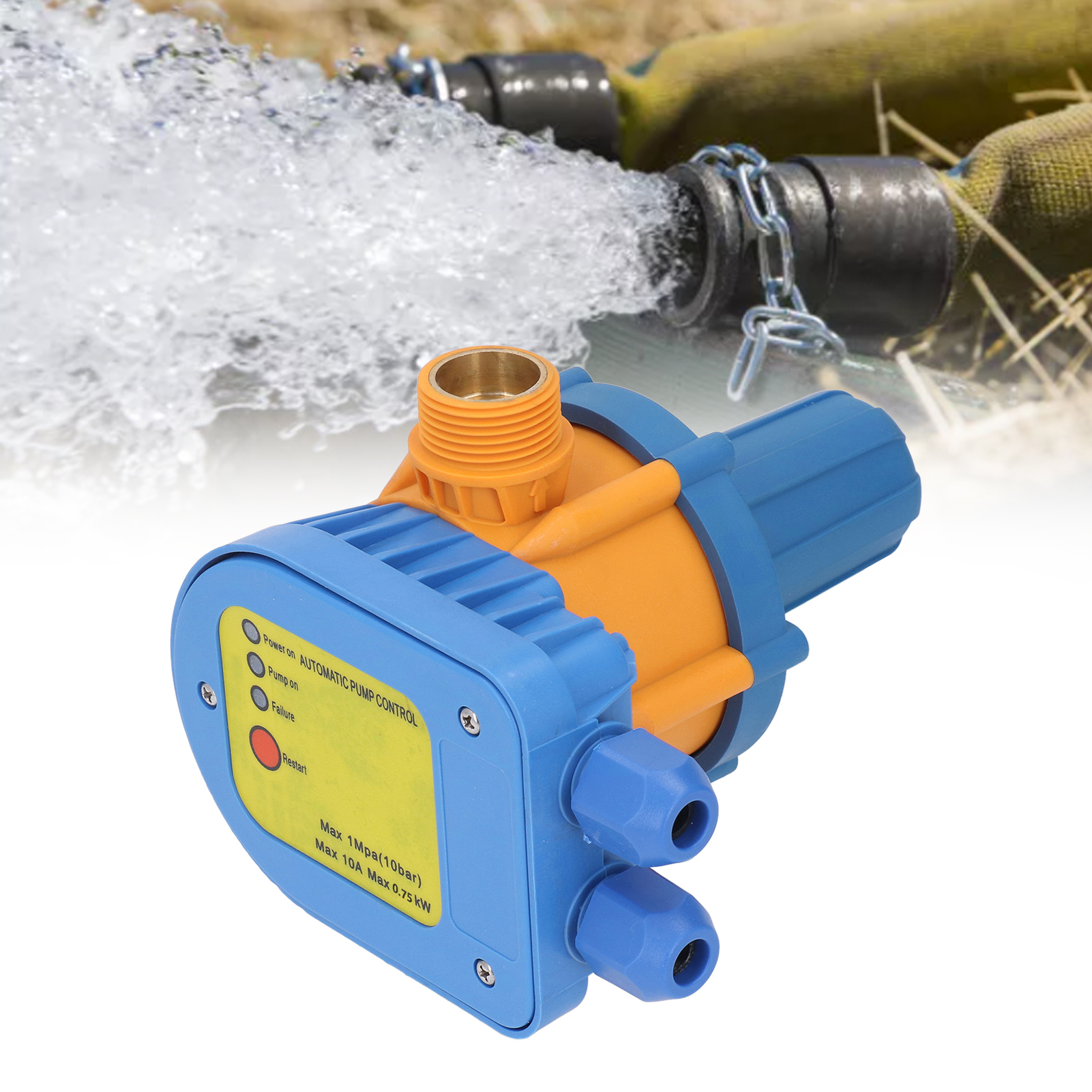 Orange Und Blaue Ausführung, Einstellbare Wasserdichte Wasserpumpe 1,5 Bar-2,2 Bar Mit Automatischem Druckregler, 110 V-120 V.