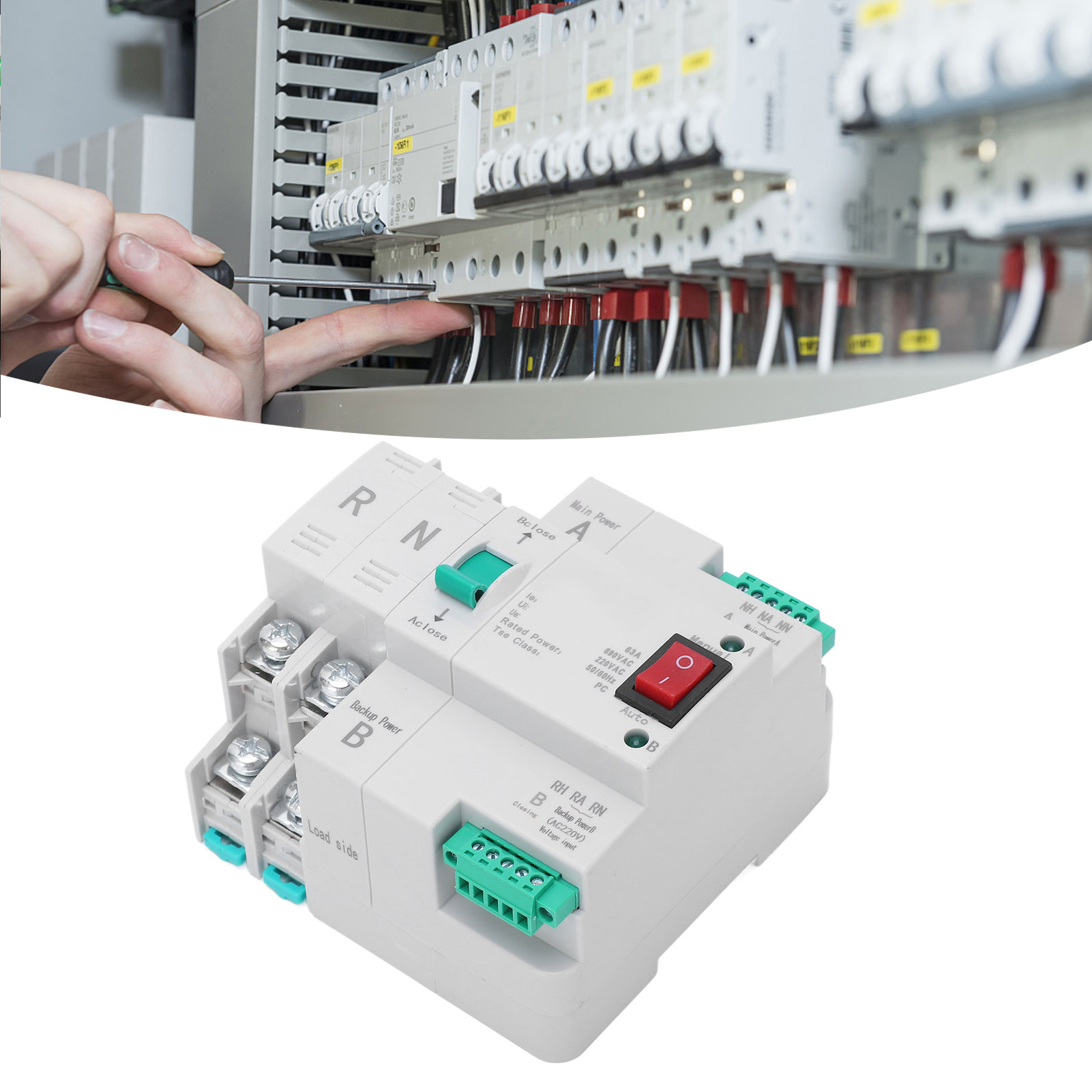 Automatisches Doppel-din-schienen-schaltnetzteil Chlt-63/2p Ac220v, 100 A, Mit Unterbrechungsfreier Stromumschaltung.
