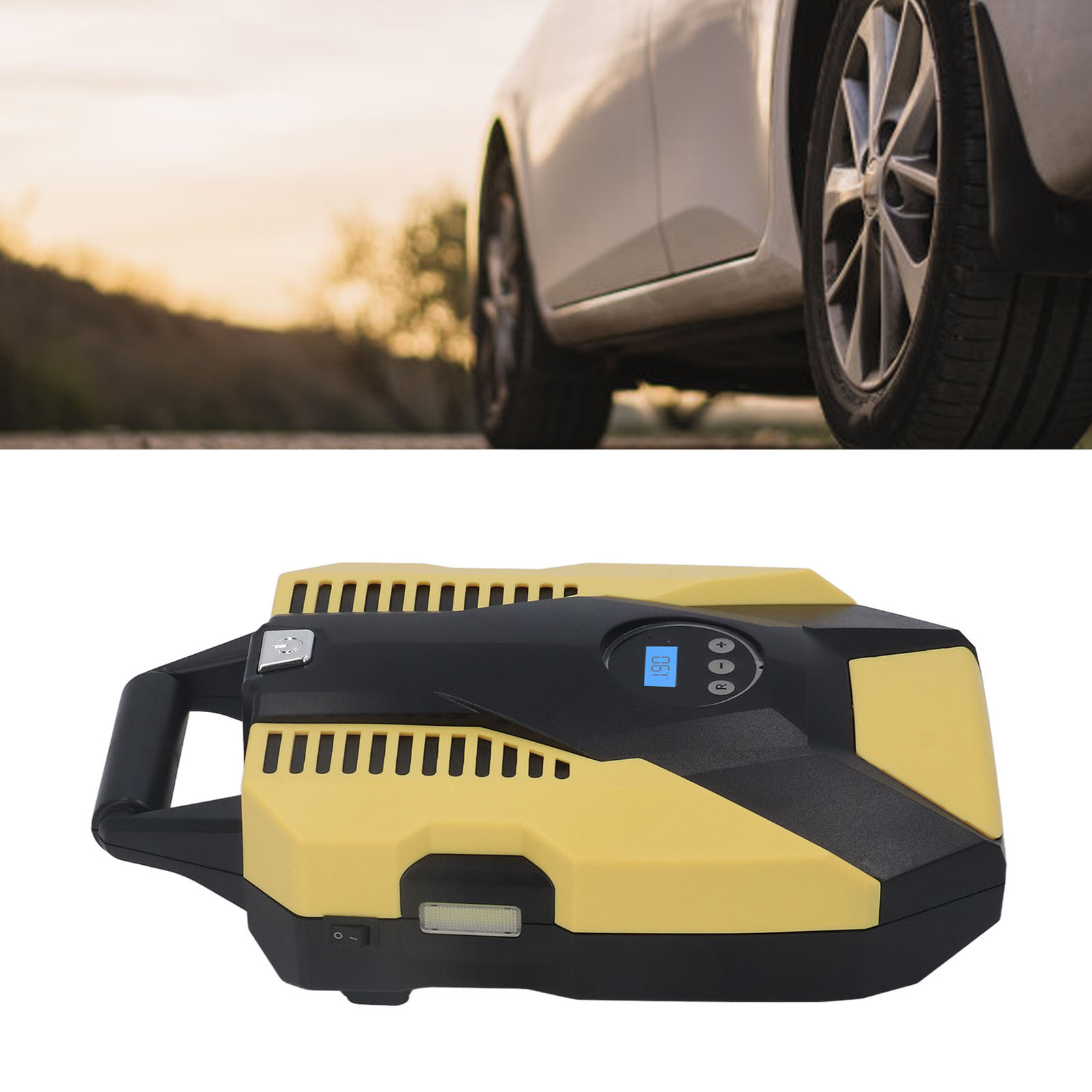 Atj-1266 Auto-luftpumpe, Doppelzylinder, 12-v-elektro-luftpumpe Für Den Heimgebrauch, Tragbarer Reifenfüller Mit Digitalanzeige