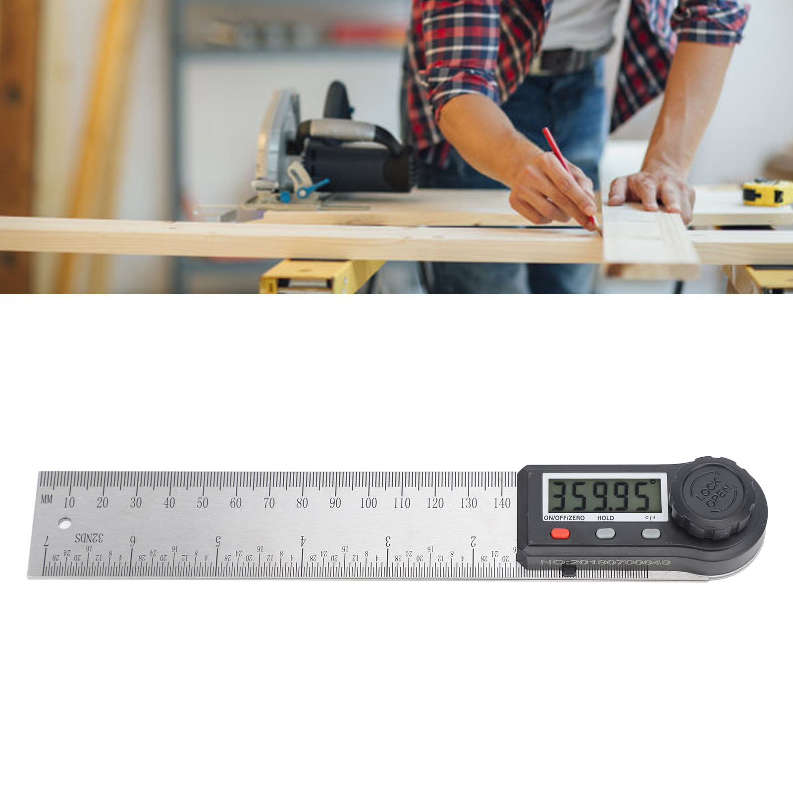 2-in-1 Digitaler Elektronischer Winkelmesser, Multifunktions-winkelmesser Für Holzbearbeitung, Neigungsmesser, 200 Mm