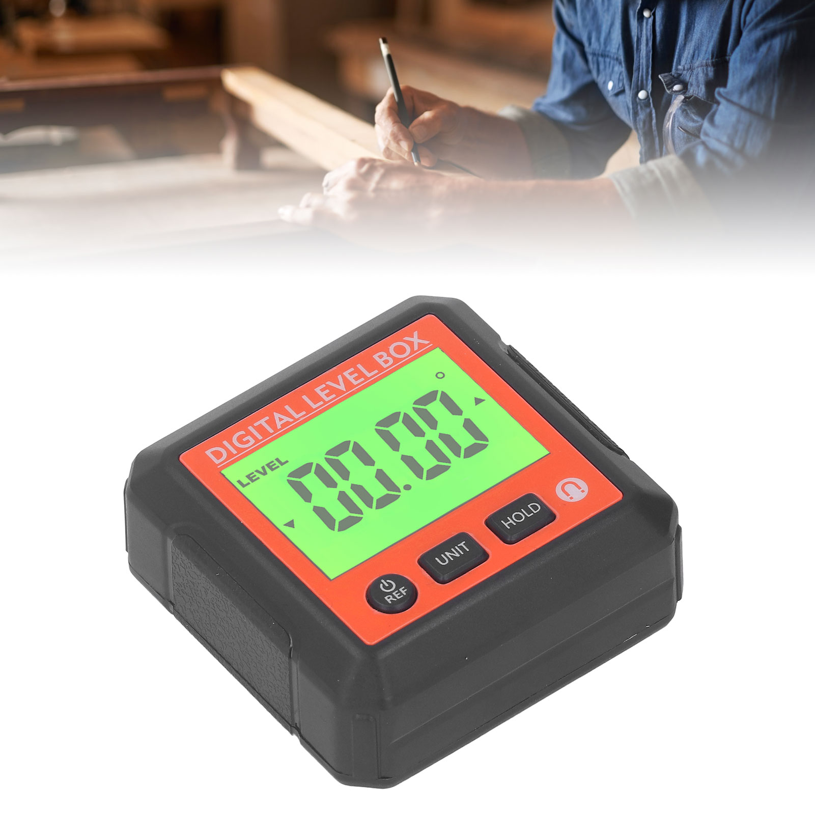 Digitaler Winkelmesser, Neigungsmesser, Wasserwaage, Orange Mit Magnetischer Befestigung