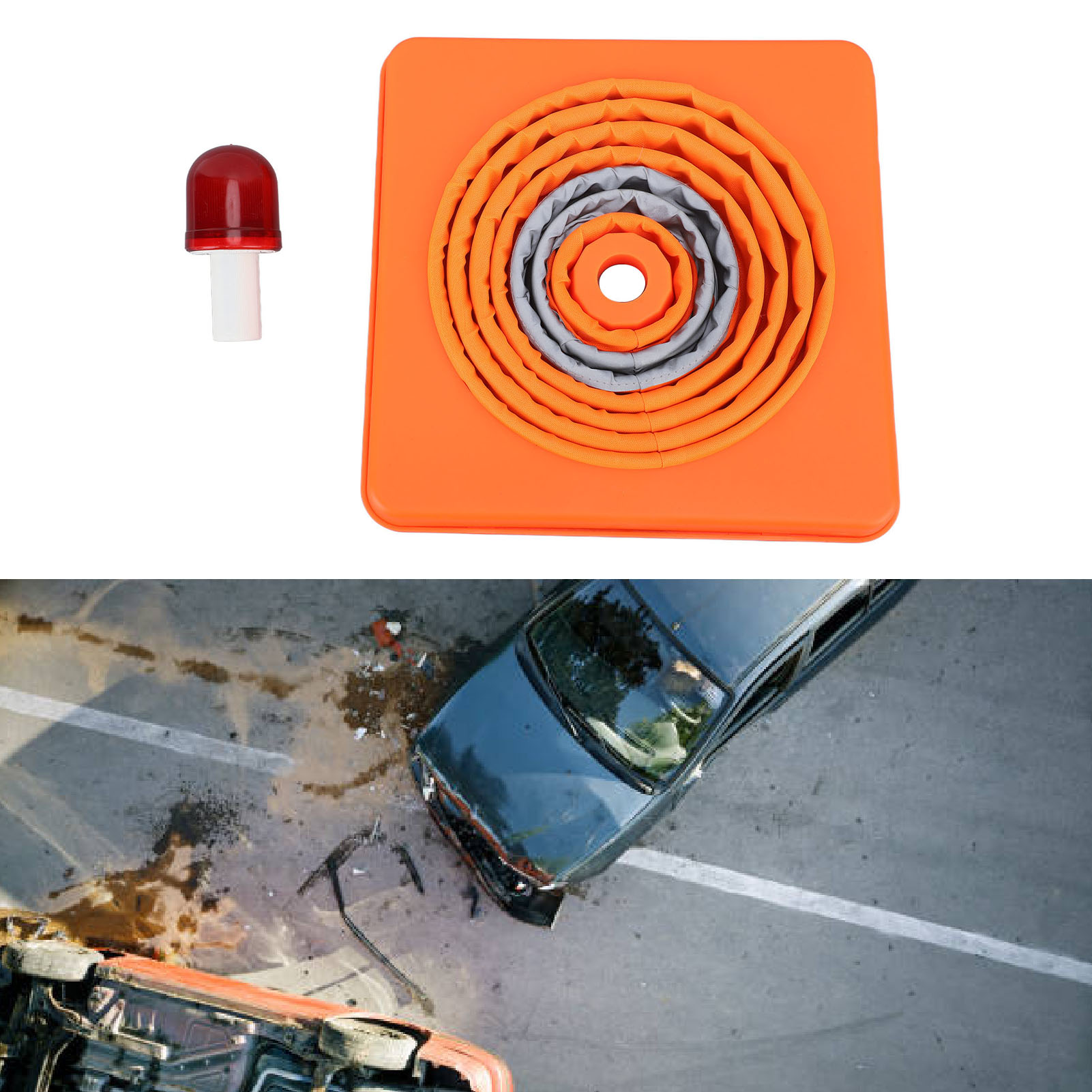 Teleskopierbare, Reflektierende Verkehrssicherheitsbarriere Mit Nachtsichtfunktion, Ampeltyp, 45 X 24,5 X 24,5 Cm, Einziehbarer Sicherheitskegel.