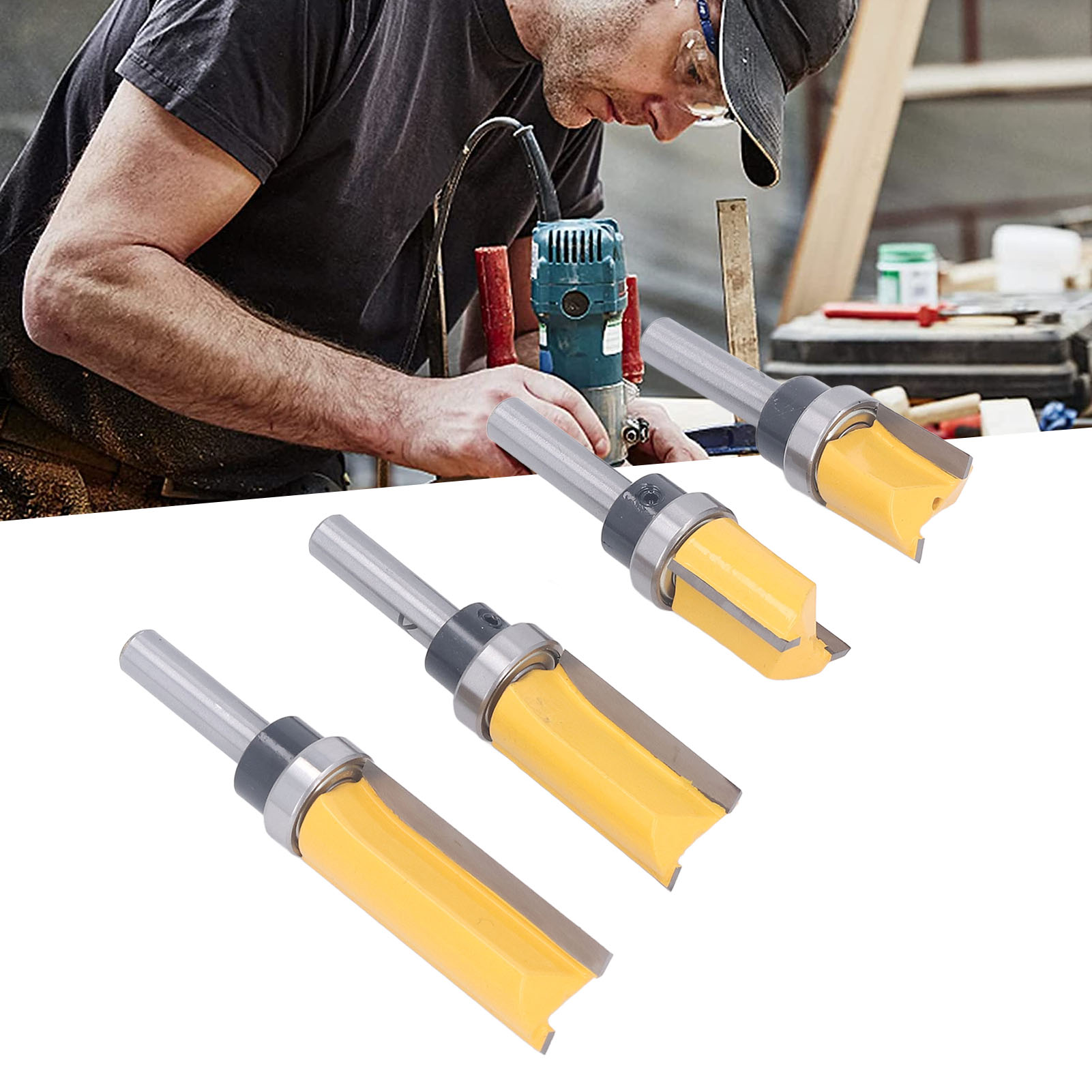 Profilfräser Mit 8-mm-schaft, Gerader Lagerfräser, Doppelseitiger Holzfräser, Elektrischer Profilfräser