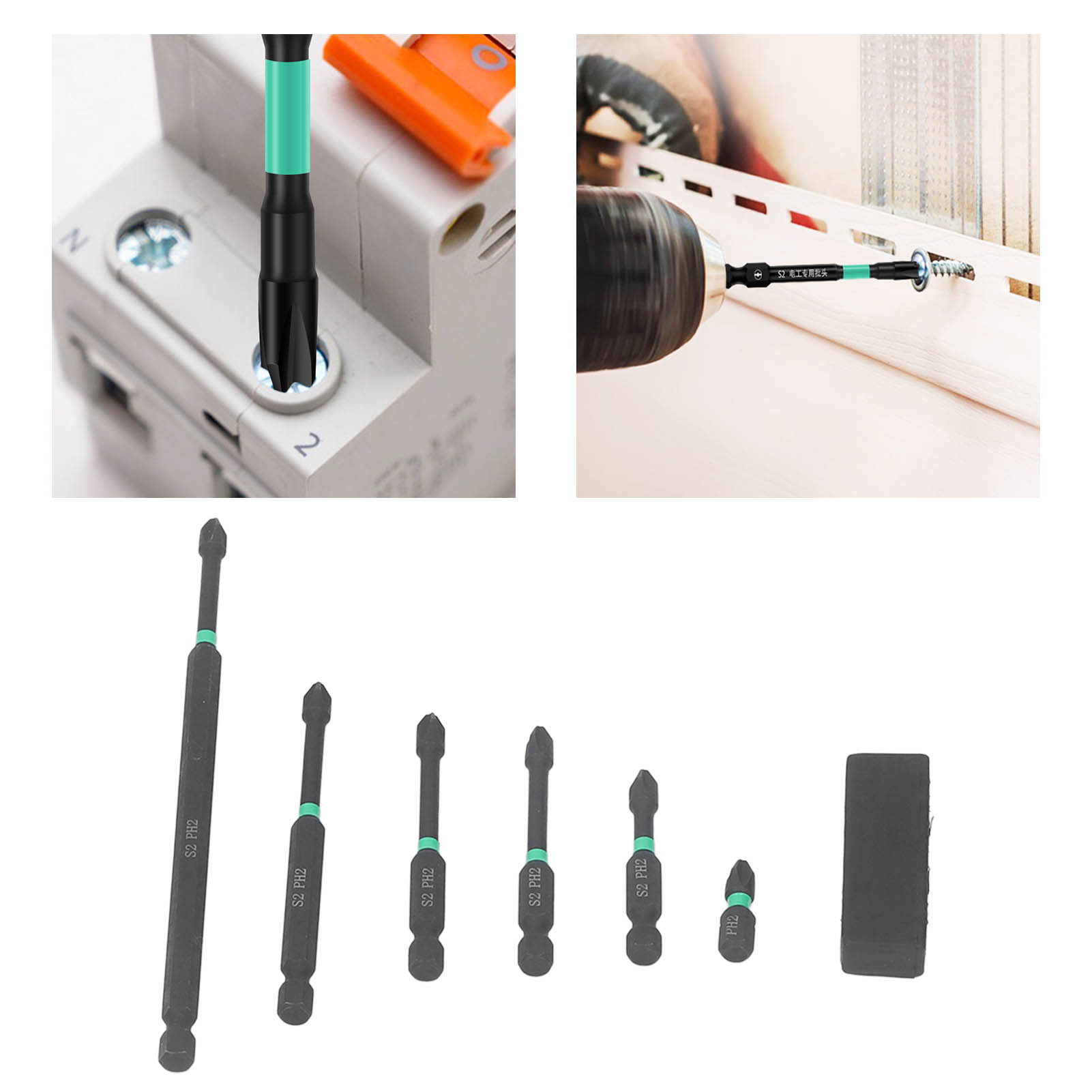 Set Mit 6 Kreuzschlitzschraubendrehern, Leistungsstarker Magnetischer Elektroschraubendreher S2, Ph2 Bits
