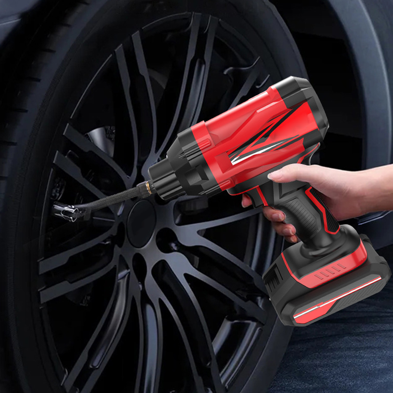Akkubetriebene, Kabellose Luftpumpe Mit Lithiumbatterie Und Digitalanzeige, Tragbare Handluftpumpe Mit Automatischer Lade- Und Abschaltfunktion.