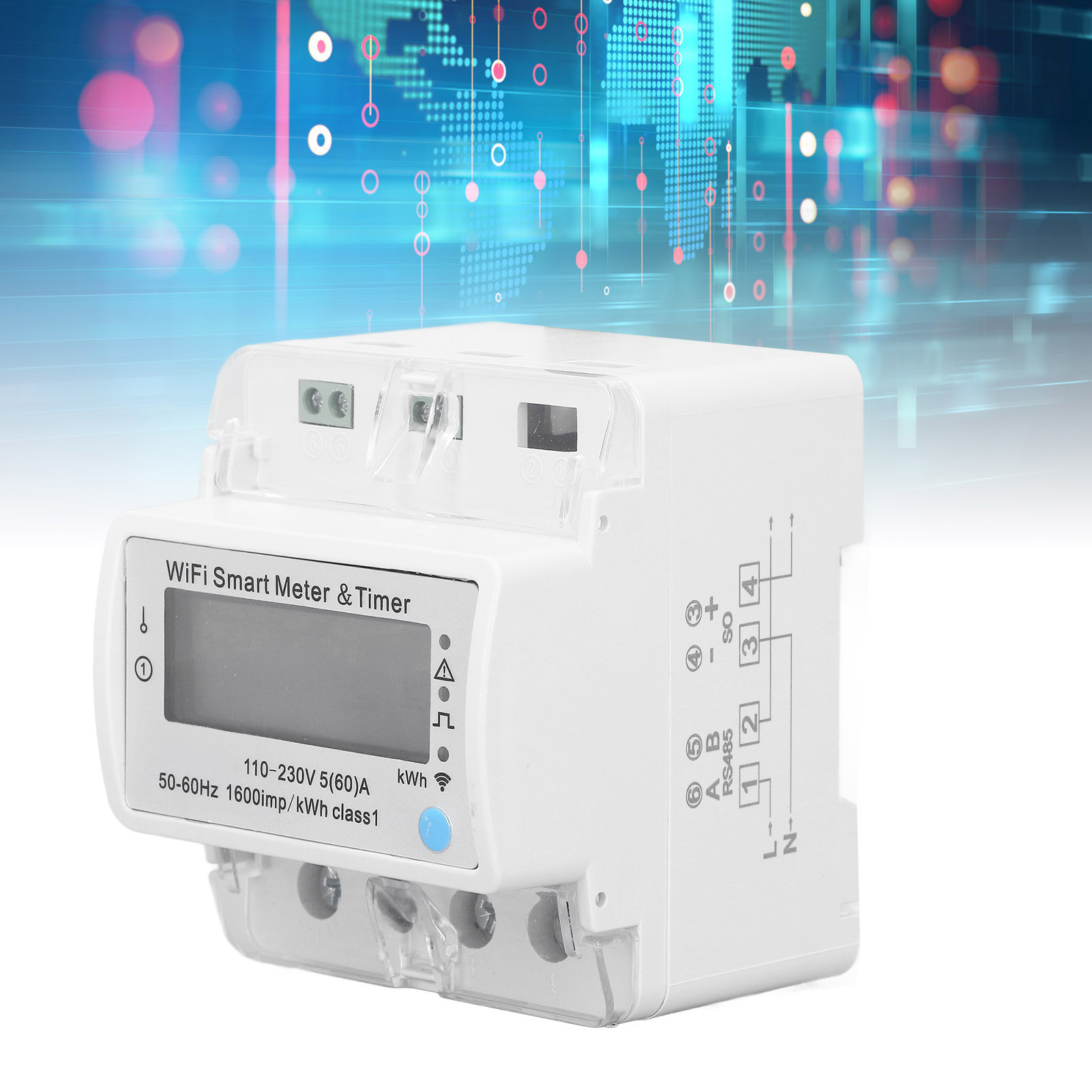 Atms6004 4p Intelligenter Energiezähler Mit Wlan- Und App-steuerung: Verwaltet Stromverbrauch Und -kosten Per Mobiltelefon (ac110230v).
