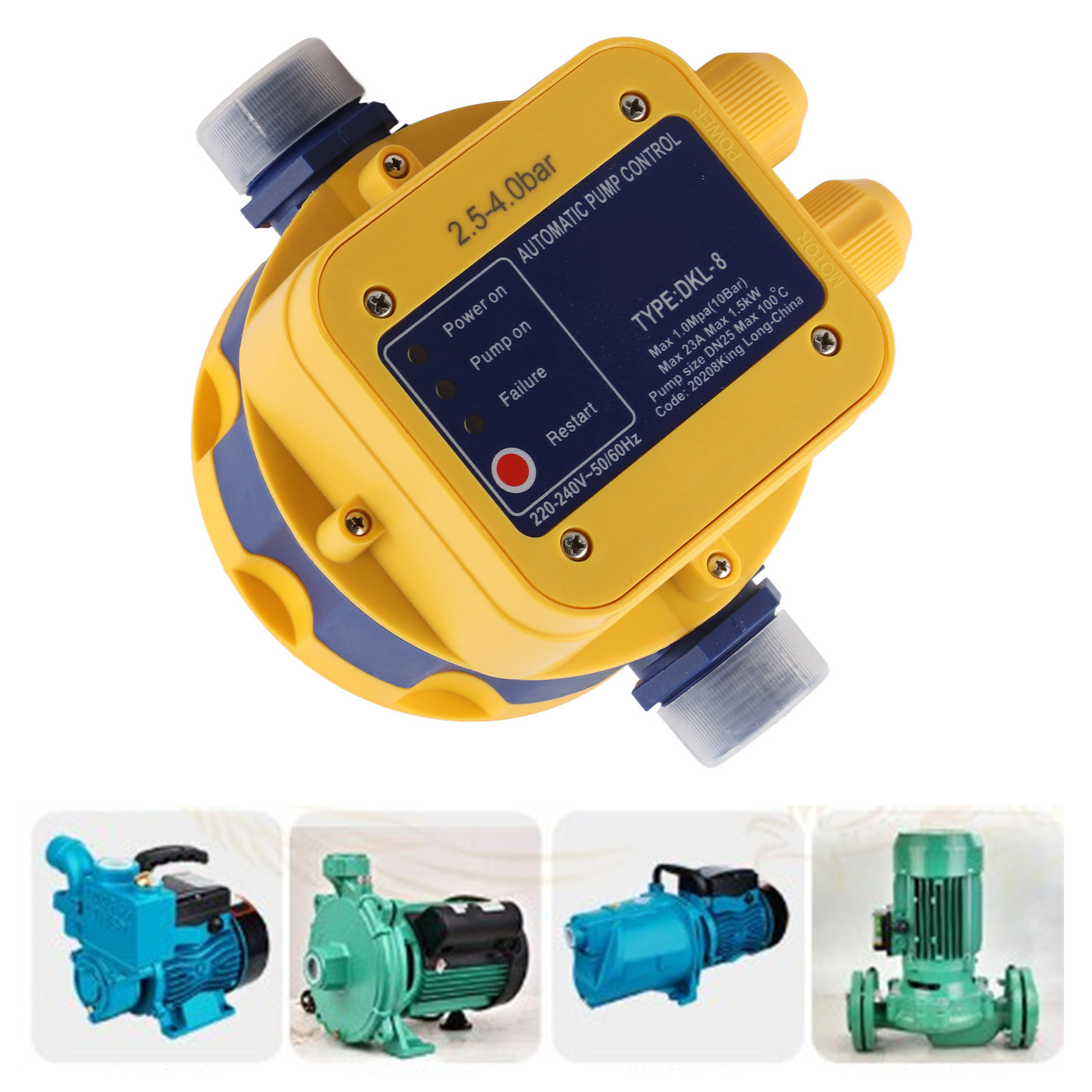 Wasserpumpen-durchflussdruckschalter 2,5 Bar-4,0 Bar, Druckerhöhungspumpe Mit Thermischem Kurzschlussschutz, Vollautomatischer, Einstellbarer Regler, 220 V-240 V.