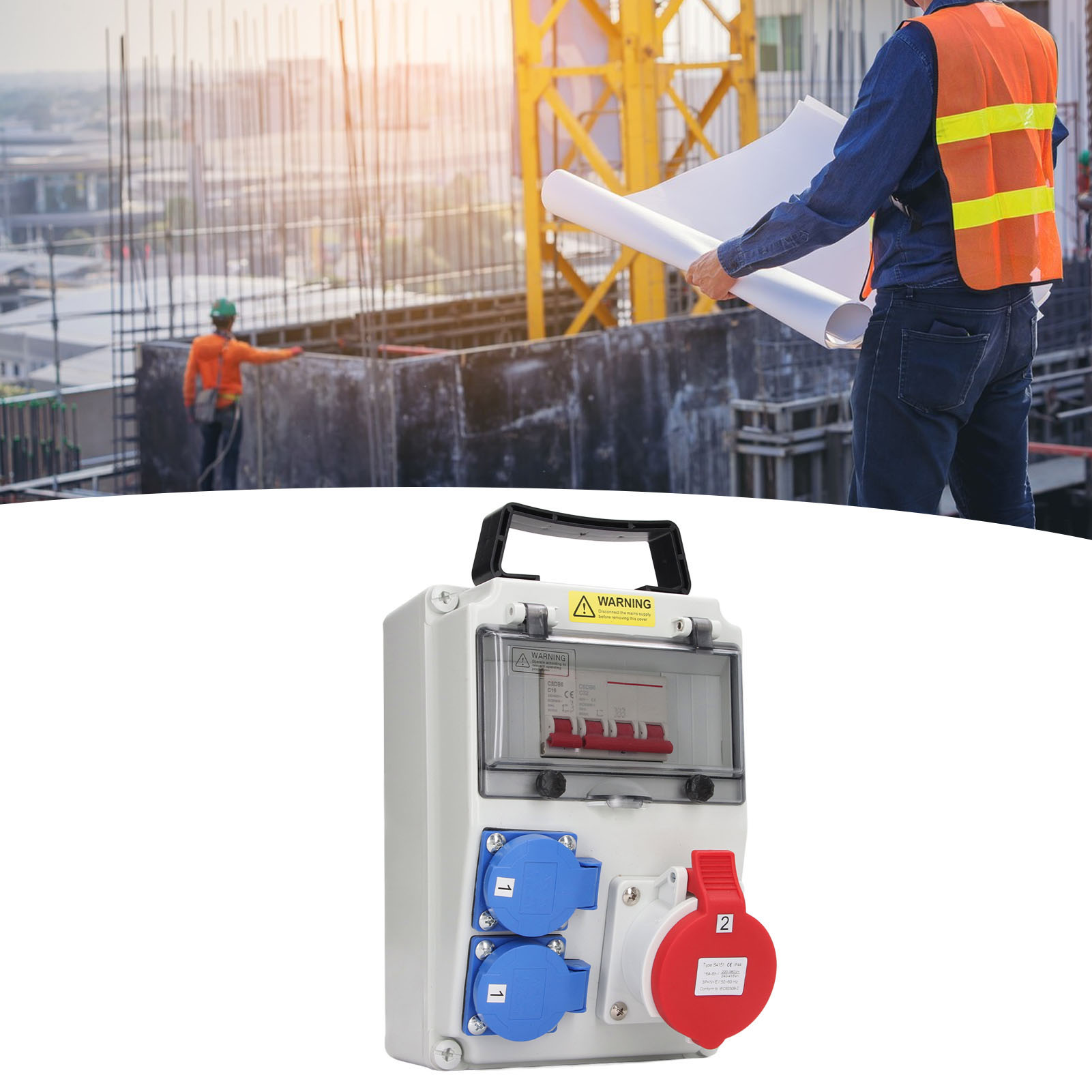Tragbare Stromverteilungseinheit Mit Leitungsschutzschalter, 5-polige Feldverteilungseinheit Mit Zwei Universellen Ac200-250v-steckdosen Und Cee Ac220-380v/240-415v-steckdosen, Interne Und Externe Str