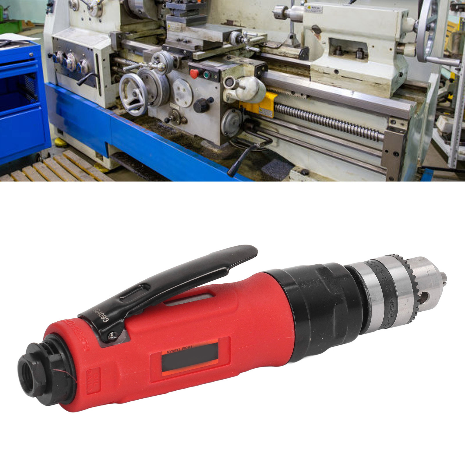 St-265b 3/8" Druckluftbohrmaschine Mit Geradem Schaft, Rot Mit Zahnrad, Industriequalität, Mittlere Drehzahl.