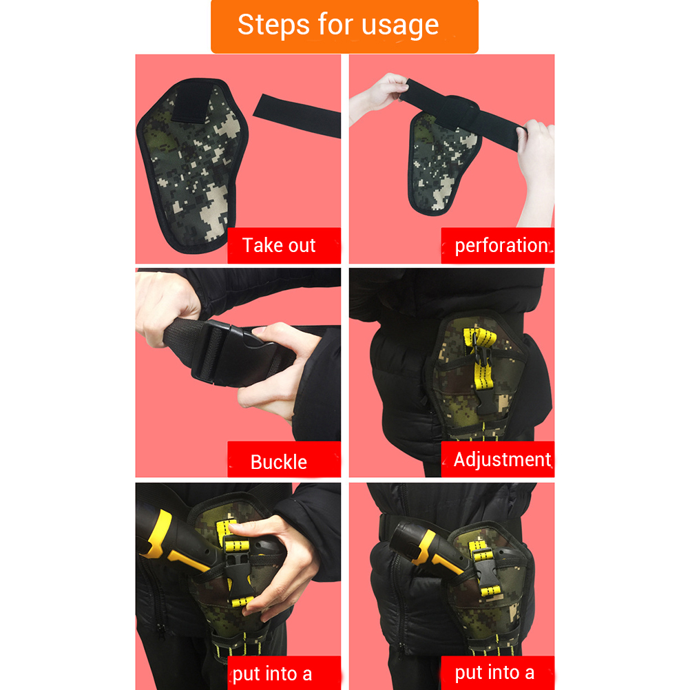 Tasche Für Elektrische Bohrmaschinen, Gürteltasche Für Elektriker, Schwarz Mit Gelben Nähten.