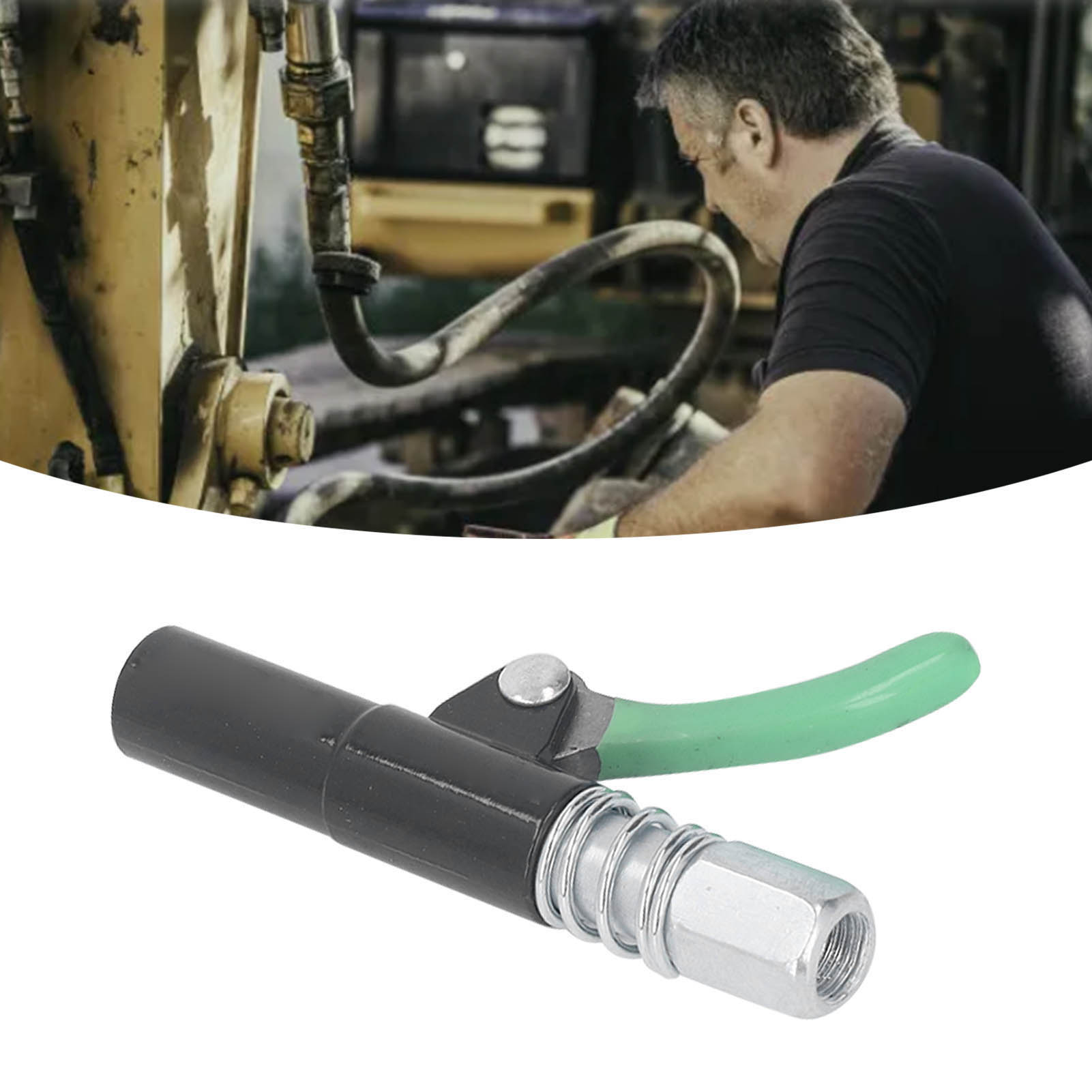Hochdruck-fettpresse Mit Einhebelmischer, Selbstverriegelnder Und Auslaufsicherer Düse Sowie Automatischer Verriegelung.
