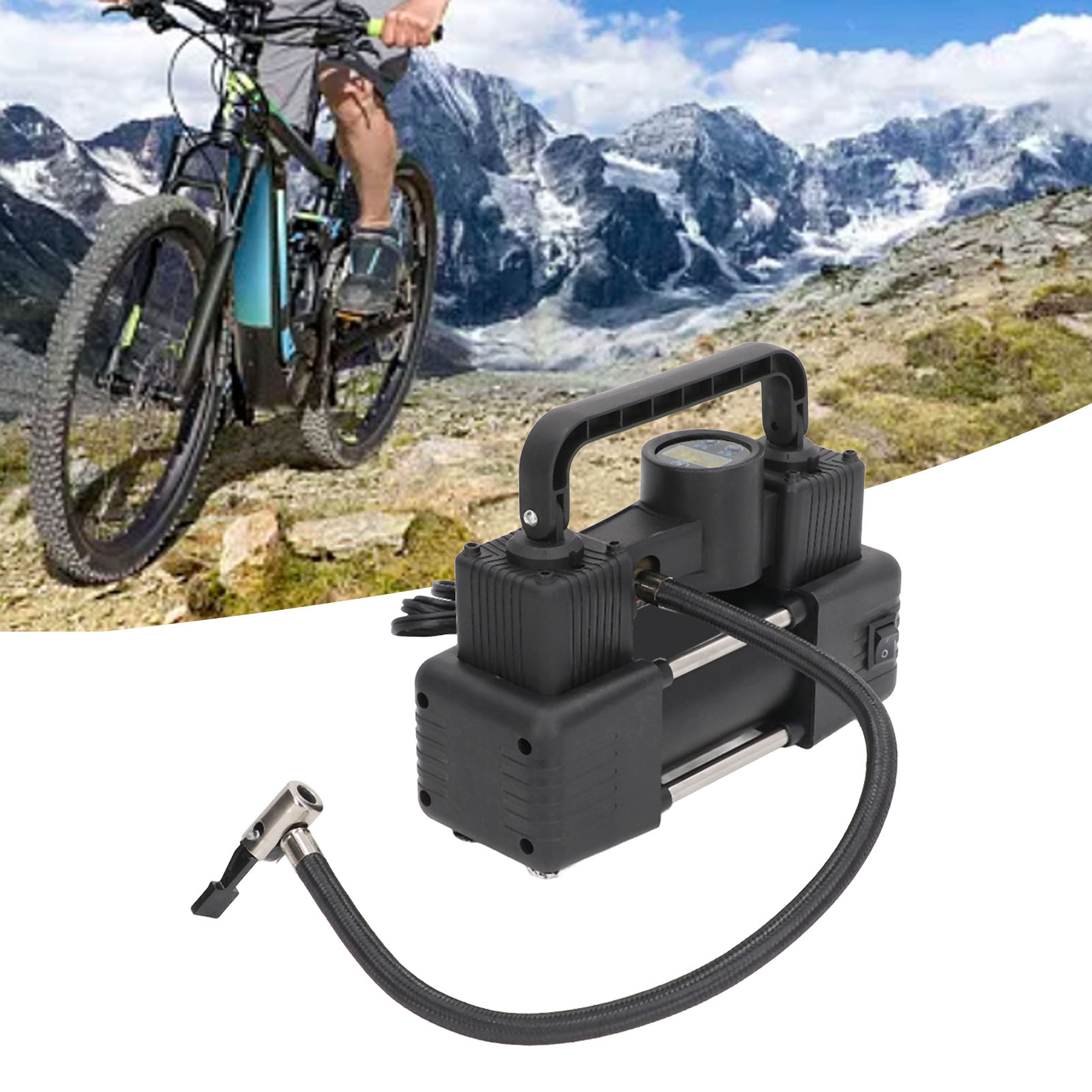 Reifenfüller Mit Digitalanzeige Und Licht, Tragbarer 12v-reifenfüller Für Fahrzeuge.