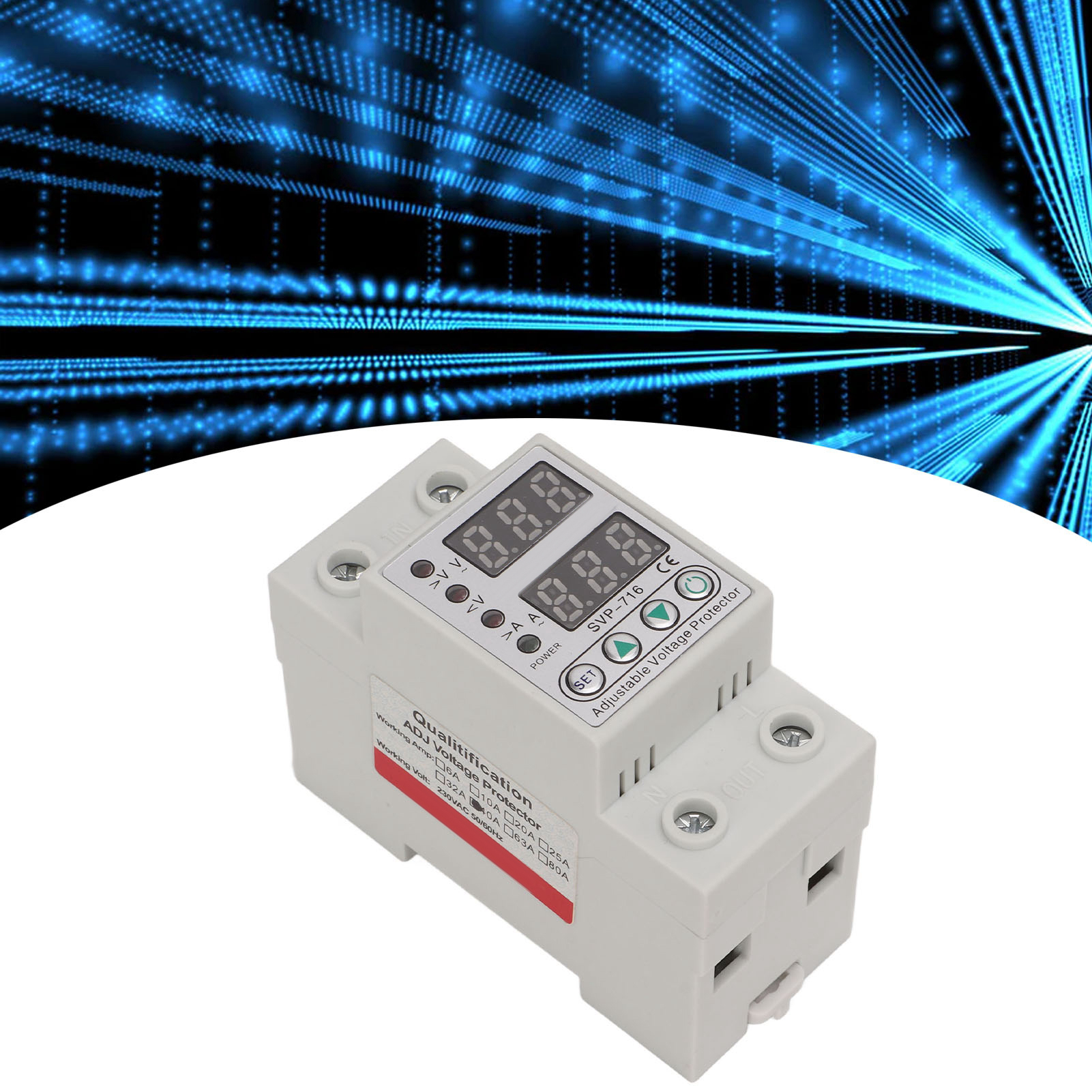 Intelligenter Überspannungs-/unterspannungsschutz Svp-716 Mit Einstellbarer Automatischer Rückstellung, Strombegrenzung Und Zeitverzögerung, 220 V Ac, 40 A