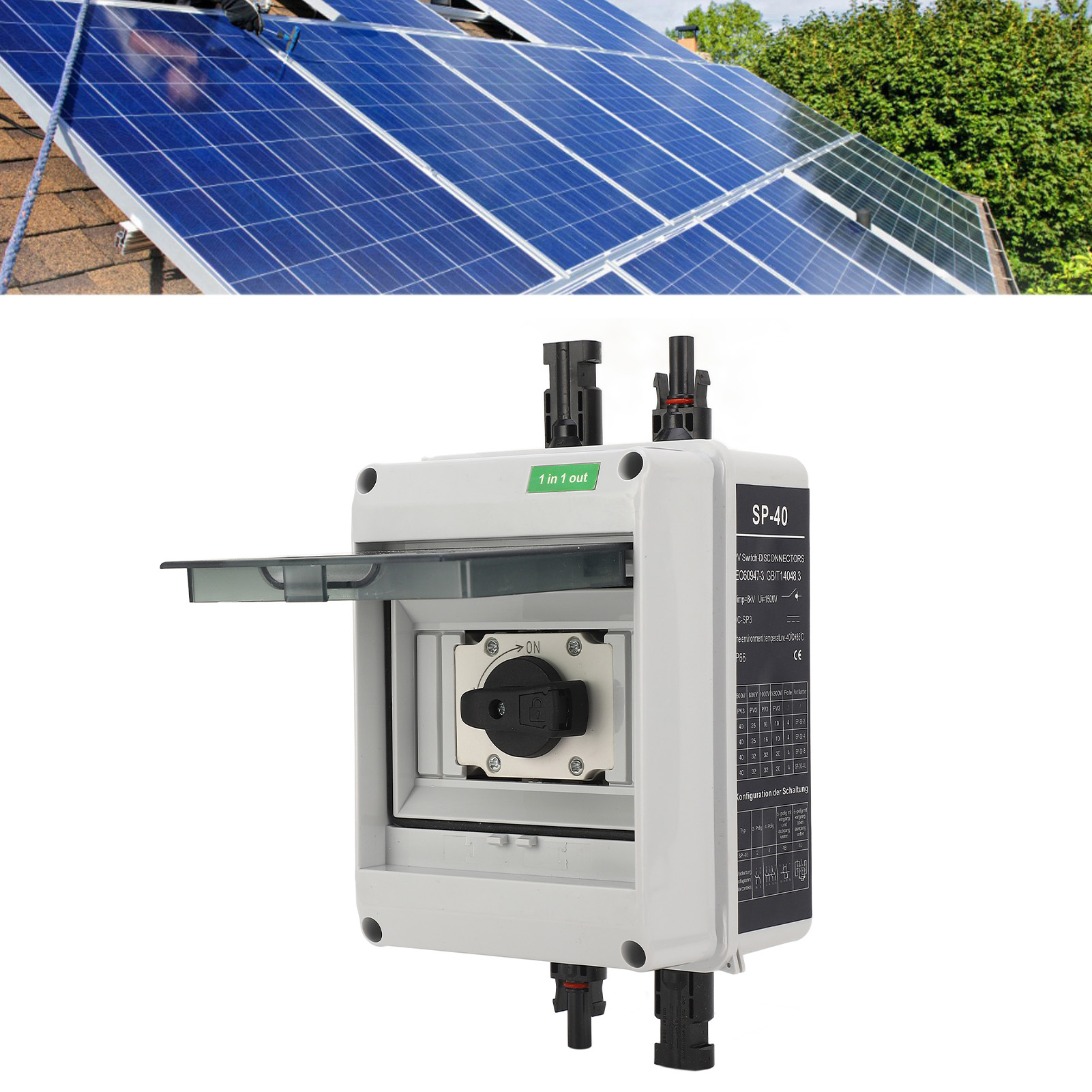 Solar-dc-trennschalter/photovoltaik-dc-leistungsschalter 1000 V 32 A (ein Eingang, Ein Ausgang) Für Wechselrichter, Anschlusskästen Und Batteriespeichersysteme
