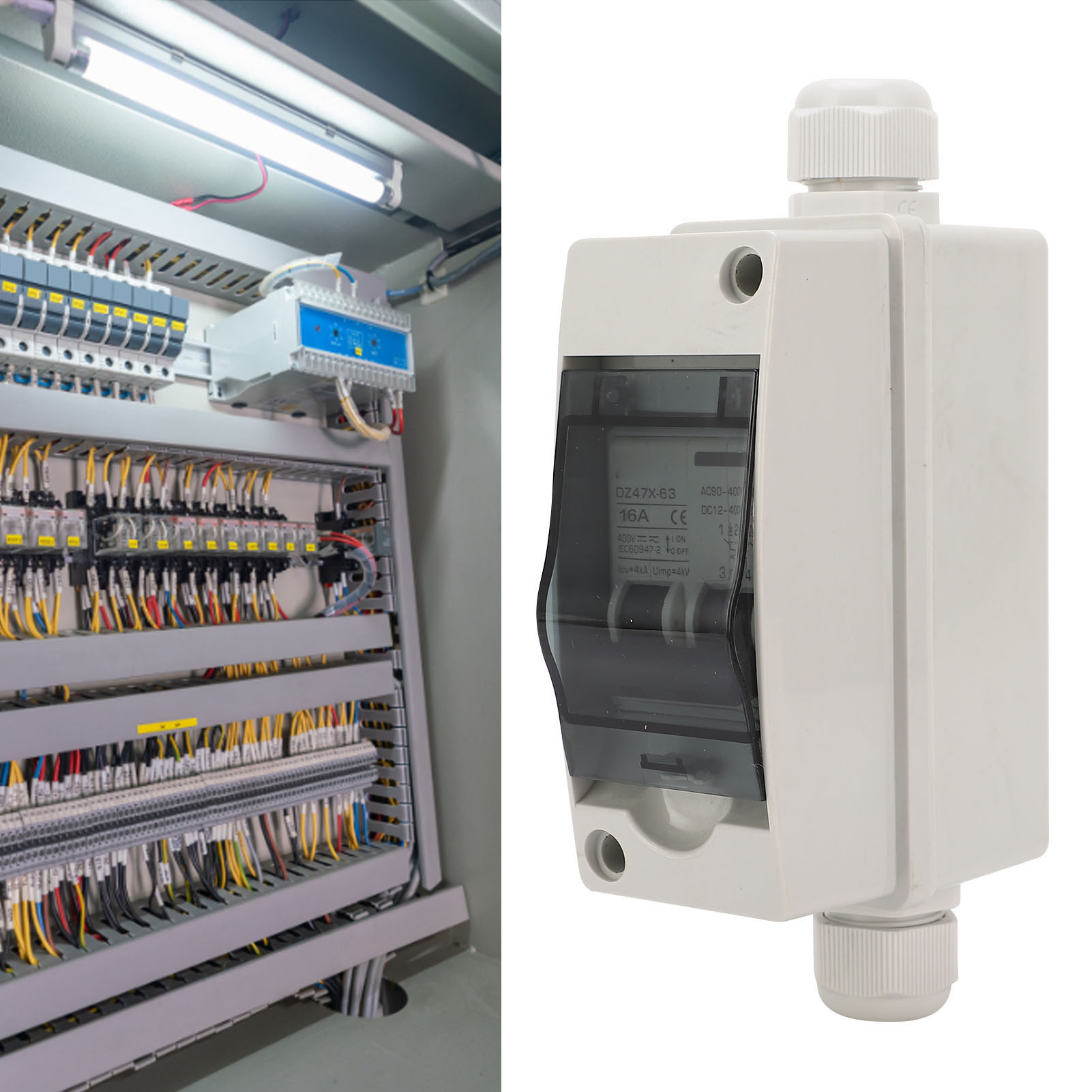 Baoyi Photovoltaik-leistungsschalter Mit Doppelnetzteil 12-400v Dc / 90-400v Ac 16a, Miniatur-außengehäuse Mit Din-schiene Für Solarmodul-verteilerkästen (ip65)