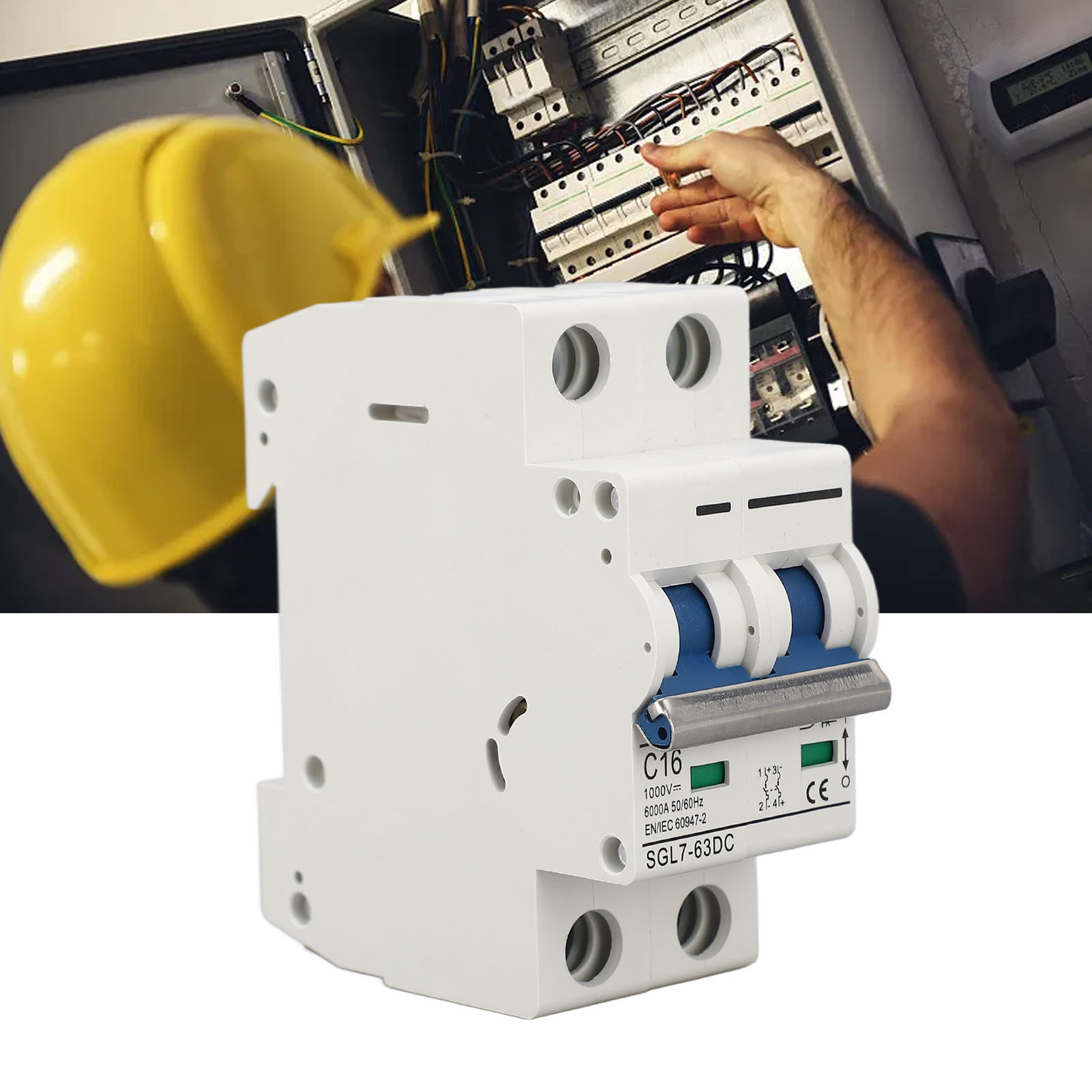 Miniatur-leistungsschalter Dc1000v 16a, Bipolarer Solartrennschalter, Thermomagnetische Auslöseeinheit, Din-schienenmontage C16 Für Photovoltaikanlagen.