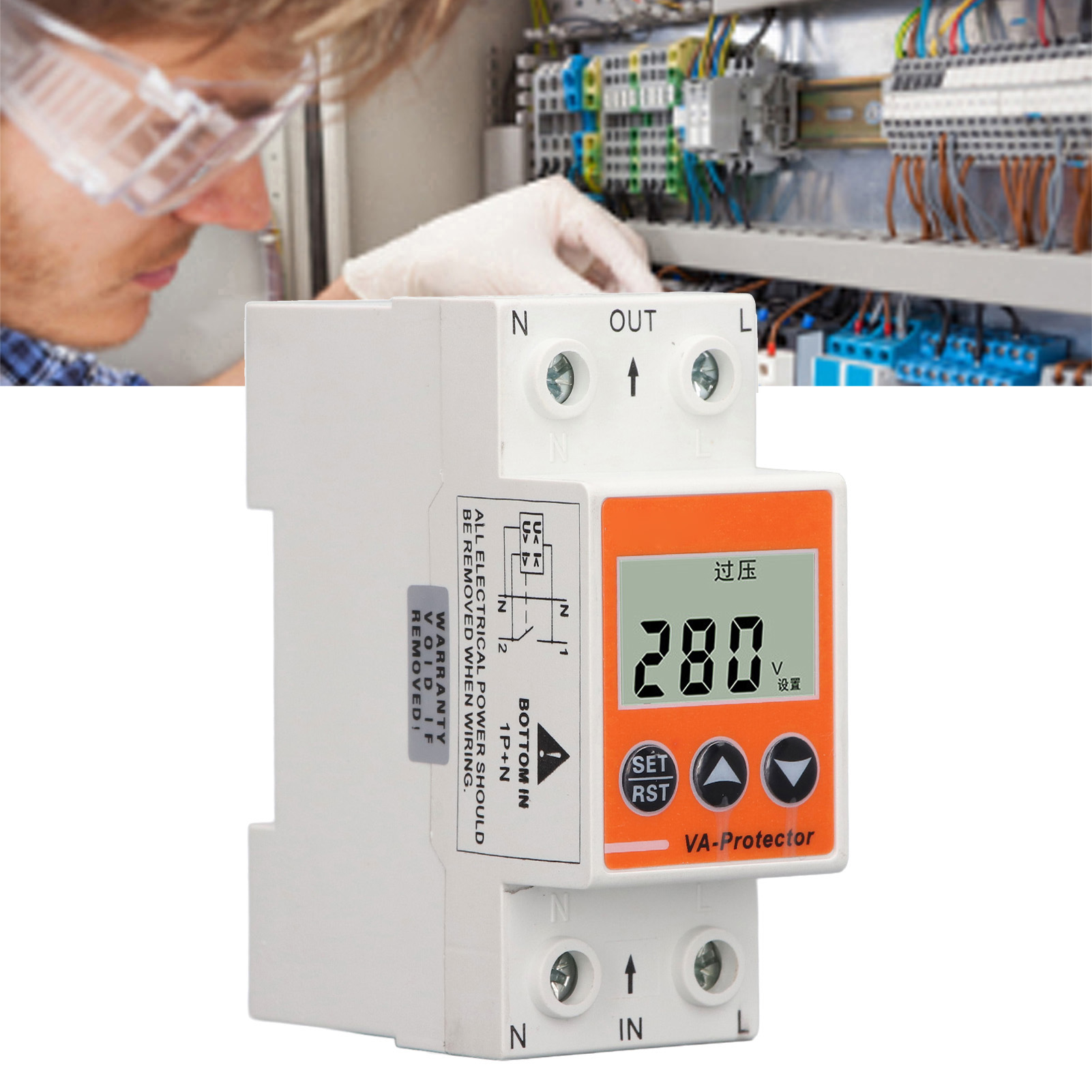 Einphasiger Überspannungs- Und Unterspannungsschutz Mit Automatischer Rückstellung Auf Din-schiene Ac110-240v 180a, Überspannungs- Und Unterspannungsschutz Für Den Hausgebrauch Mit Automatischer Verzö