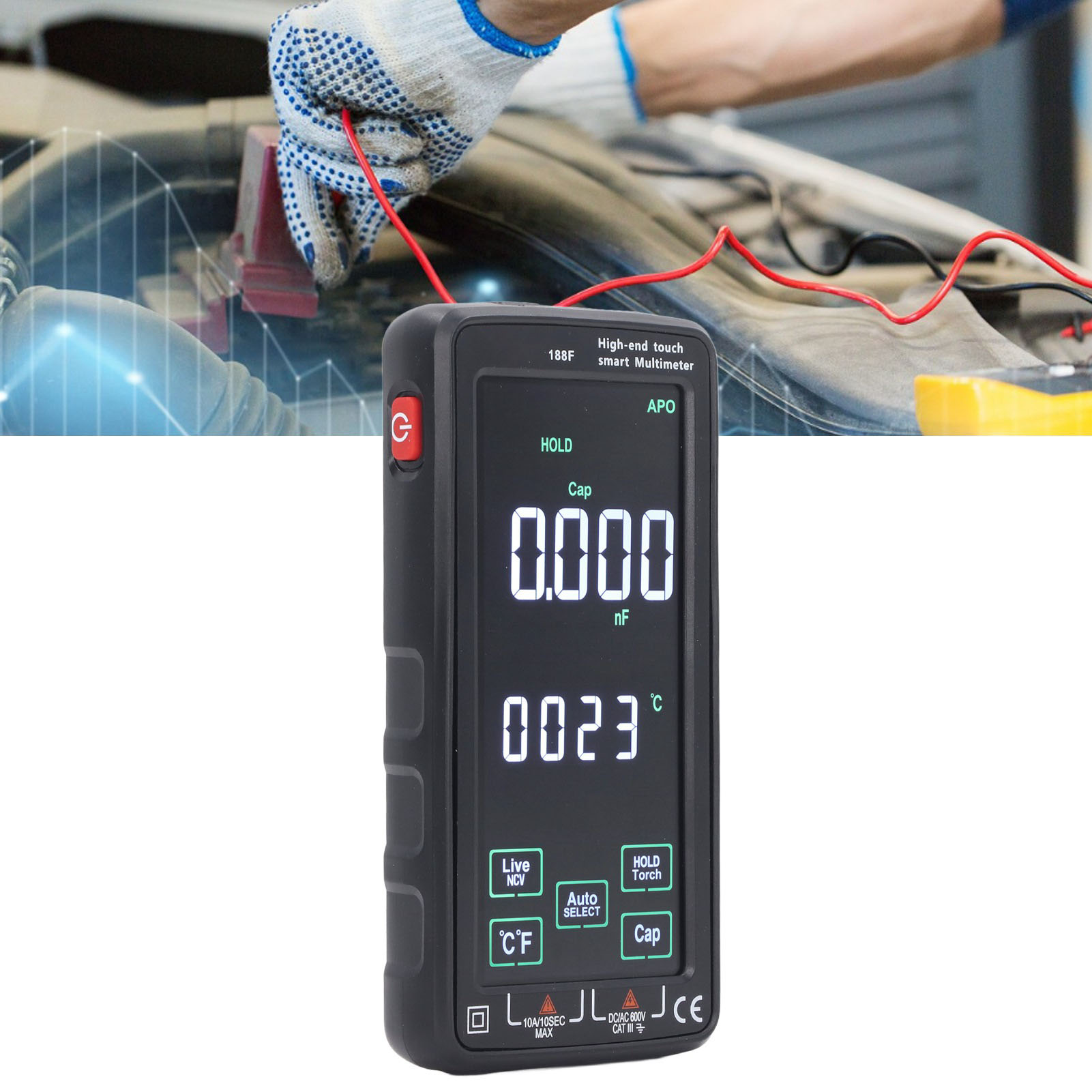 Hochwertiges Intelligentes Digitalmultimeter 188f Mit Wlan, Extra Großem Display, Hochauflösender Farbanzeige, Hoher Genauigkeit, 750 V Wechselspannung, 1000 V Gleichspannung