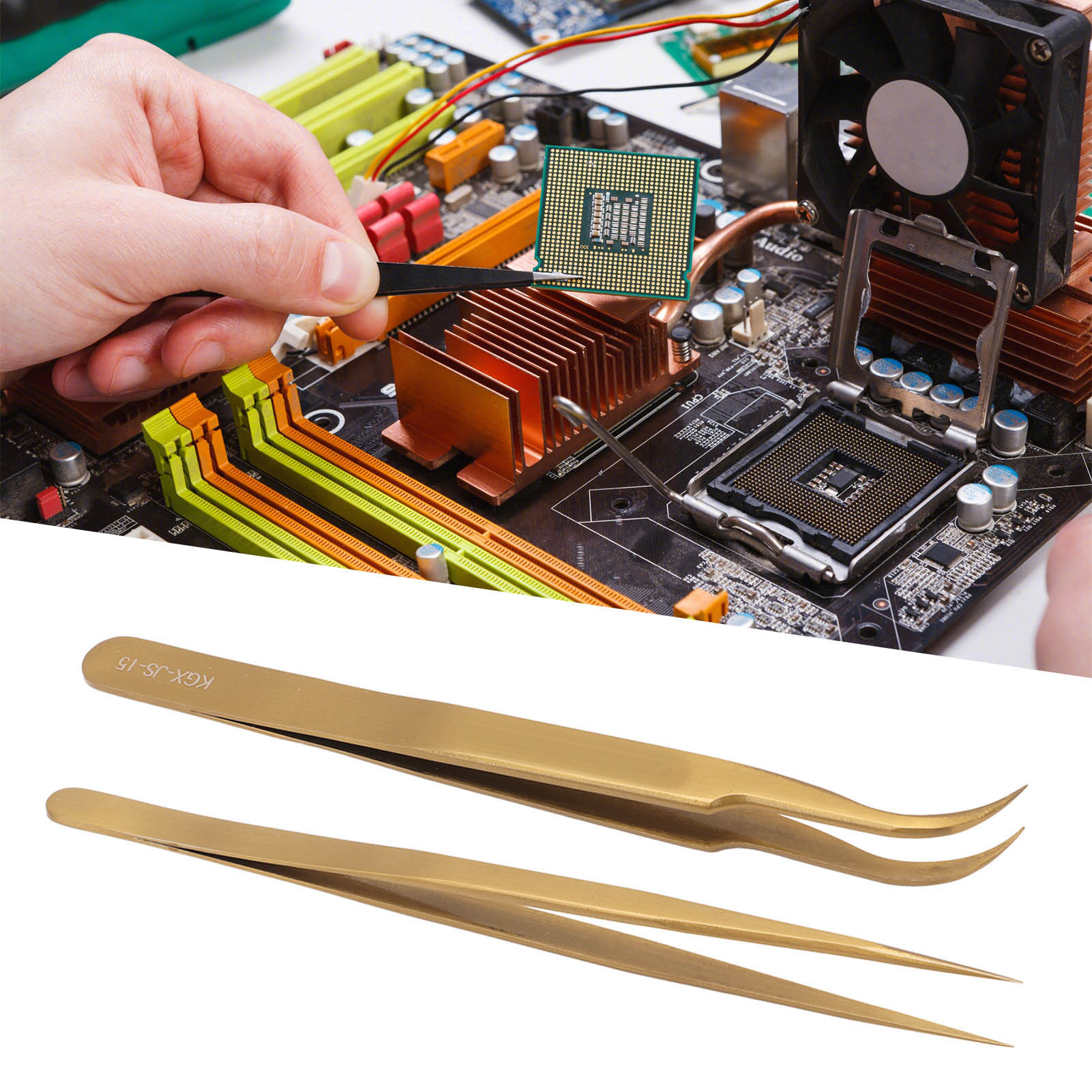 Satz Gerader Und Gebogener Zangen, Werkzeuge Für Elektrische Und Elektronische Reparaturen, Gold