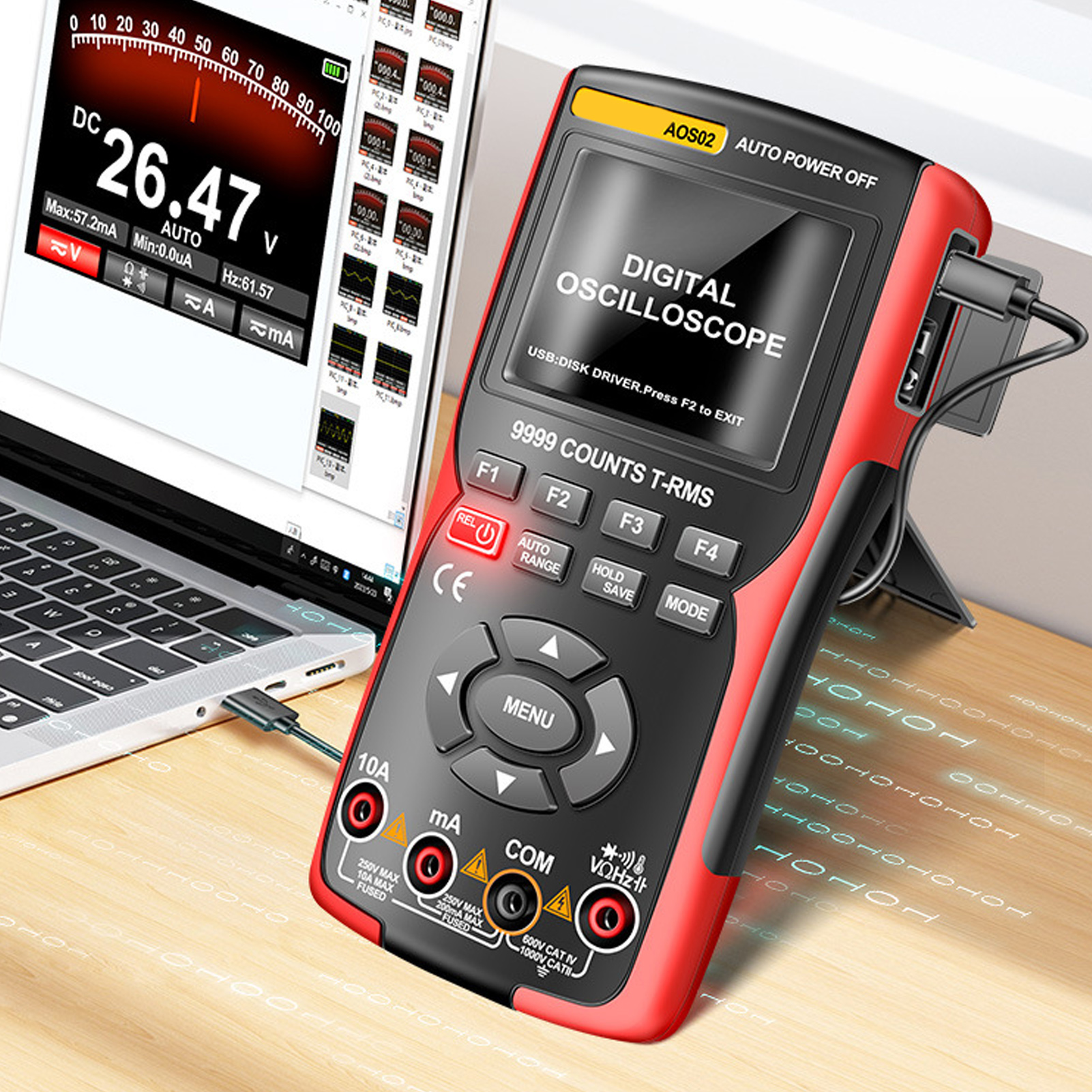 Aneng Aos02 Tragbares Farbbildschirm-oszilloskop, Englische Version, Hochpräzises Digitales Multimeter, Multifunktionales Zwei-in-eins-messinstrument Für Die Kfz-reparatur.
