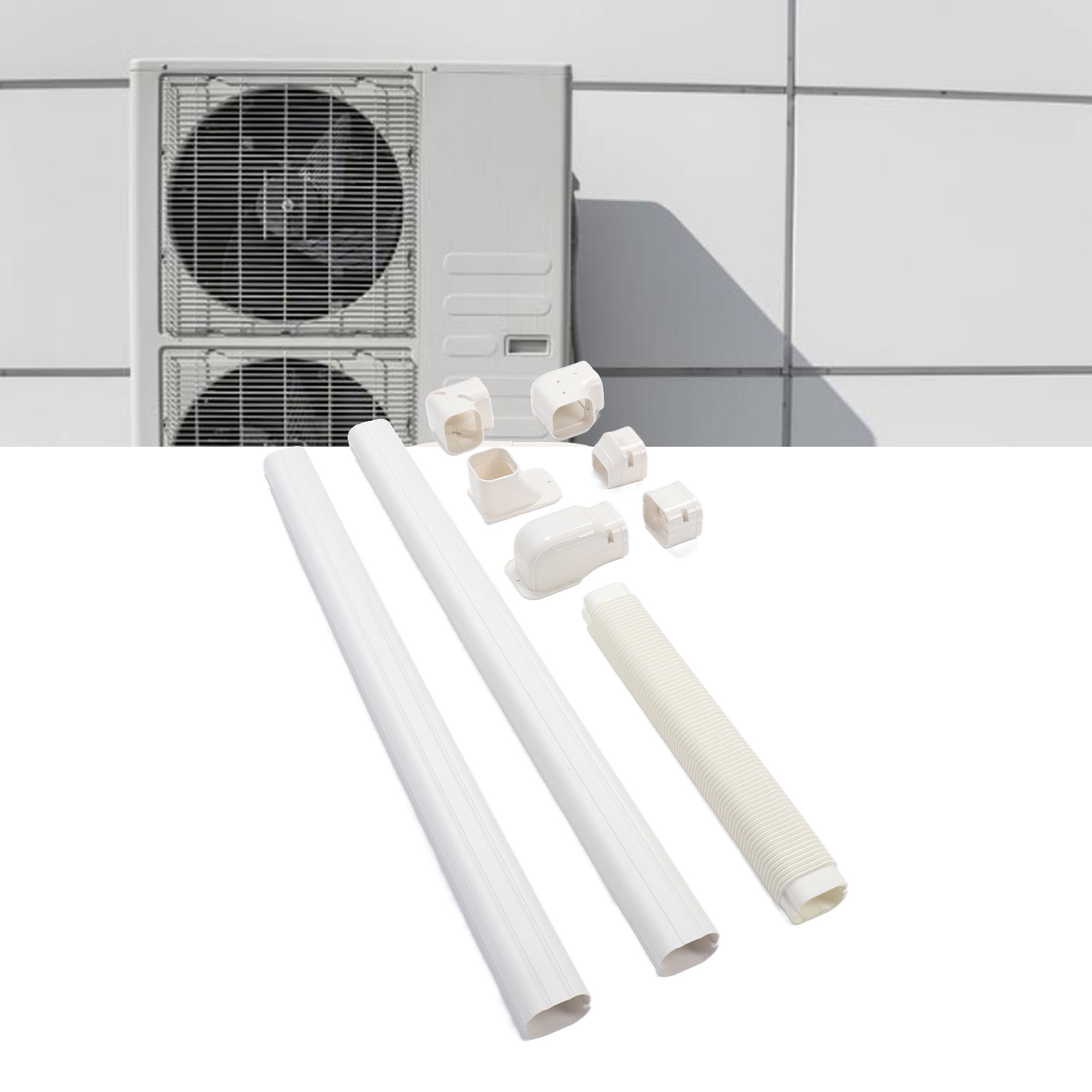 Set Mit 400 Dekorativen Abdeckungen Für Eingebettete Pvc-rohre, Kompatibel Mit Split-klimaanlagen, Zentralen Klimaanlagen Und Wärmepumpen.